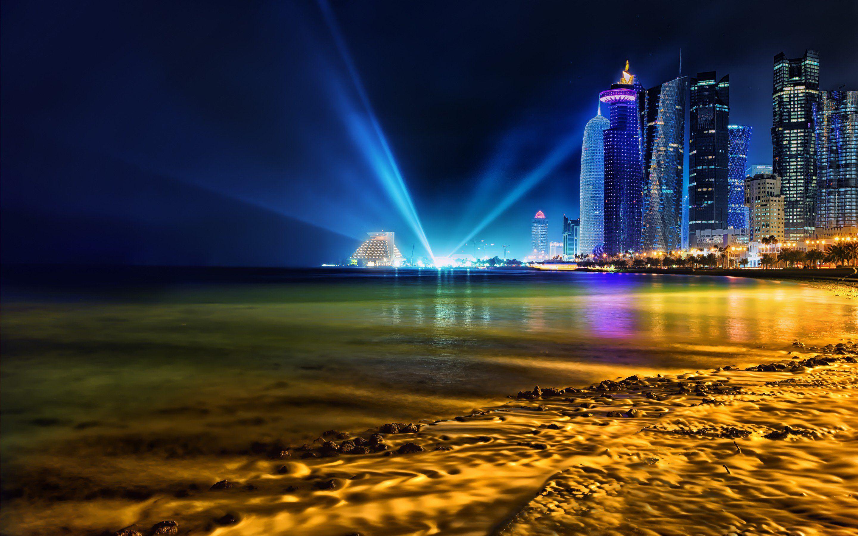 2880x1800 Doha Qatar Skyline, HD World, 4k .
