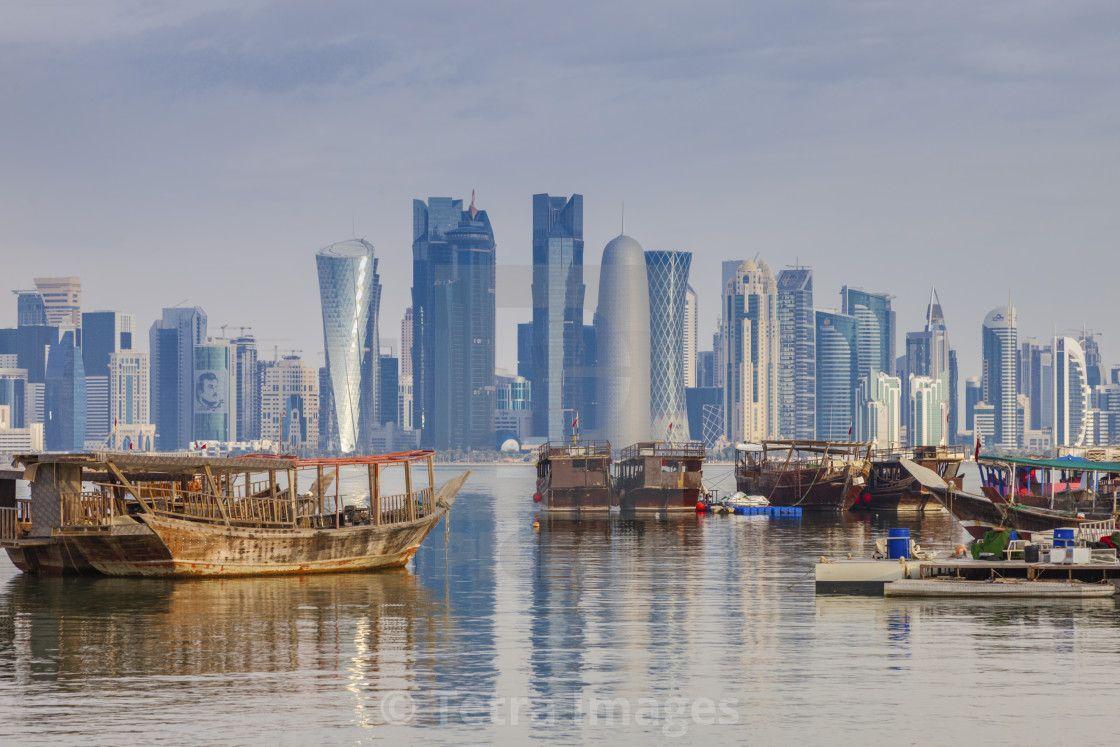 1120x747 skyscraper skyline in Doha, Qatar .