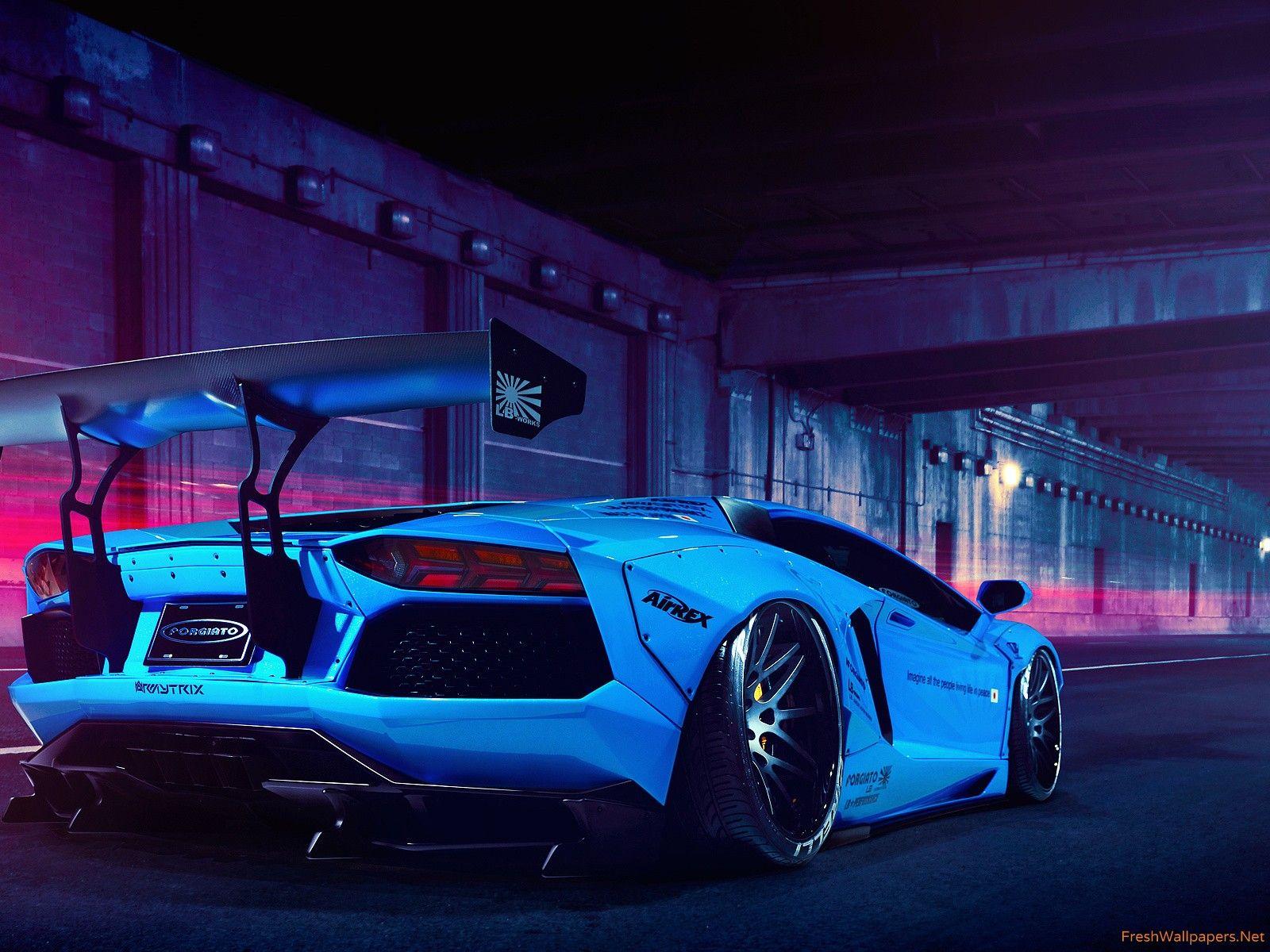 1600x1200 Tuned Blue Lamborghini Aventador wallpaper