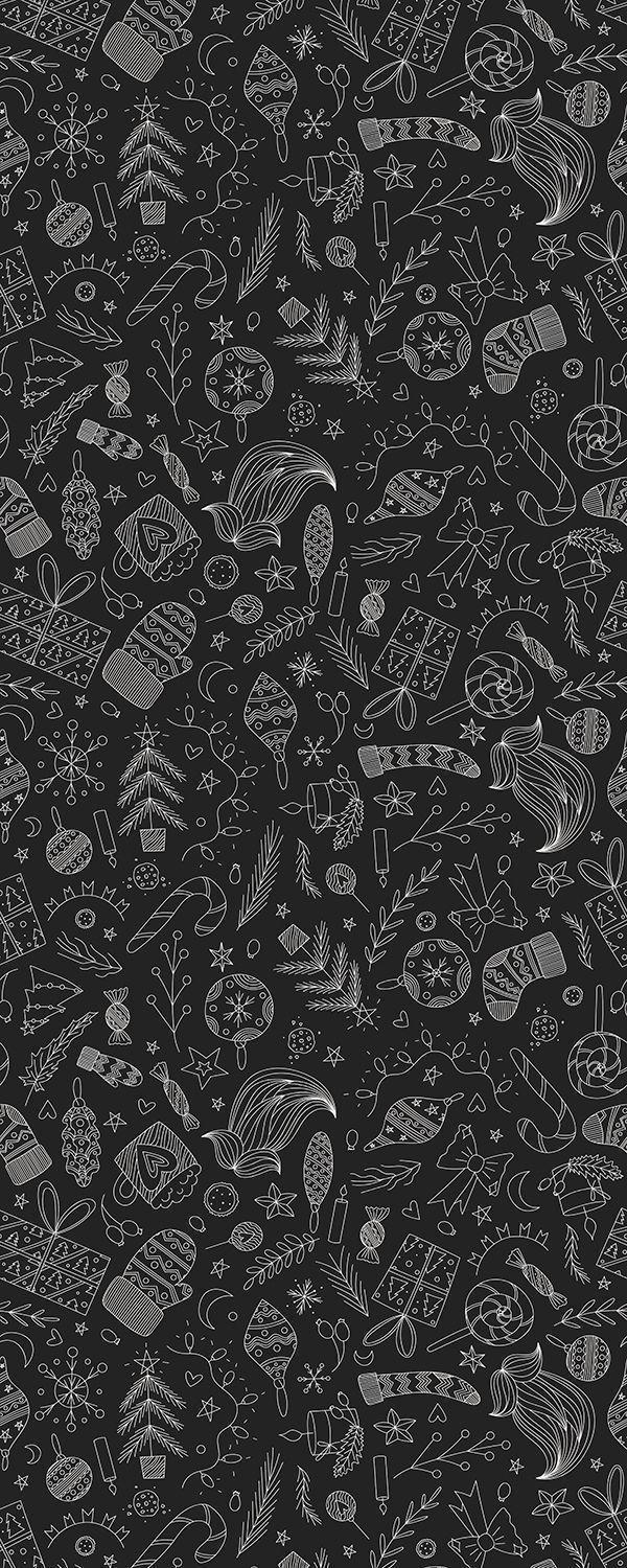 600x1500 Dark Christmas Seamless Pattern .com