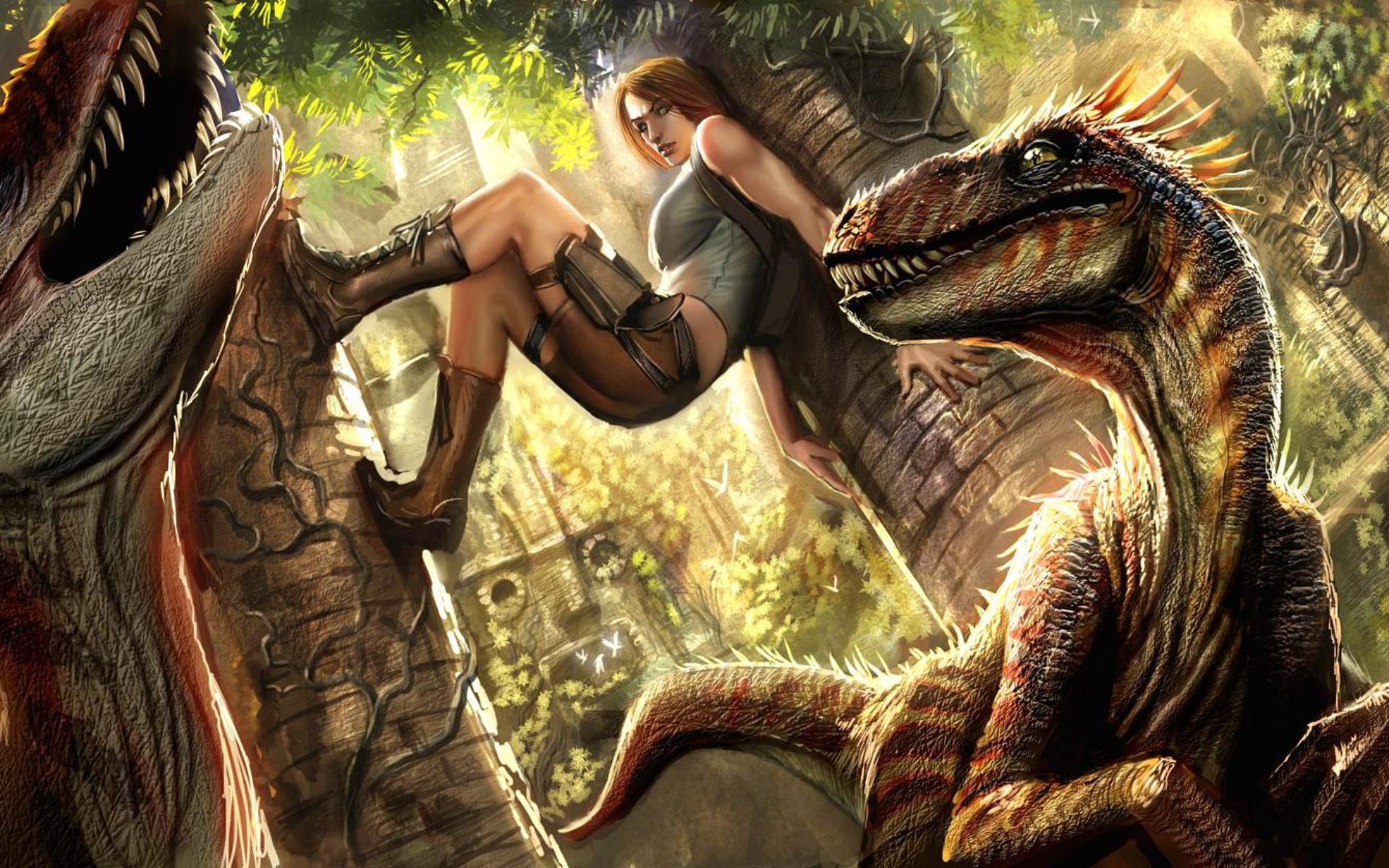 1920x1200 Dinosaur, Lara Croft, Tomb Raider HD .