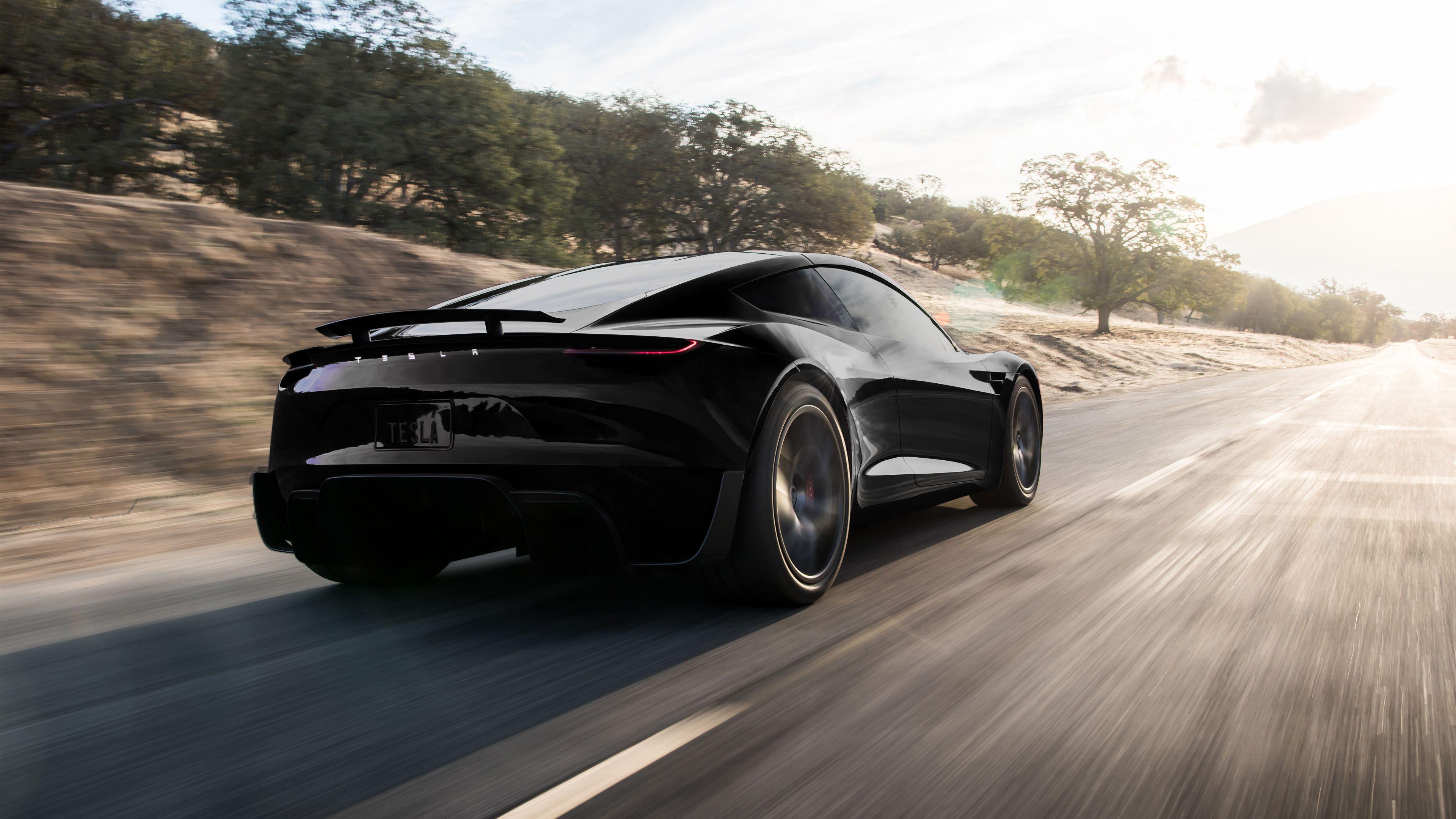 3840x2160 I made a black Tesla Roadster wallpaper .