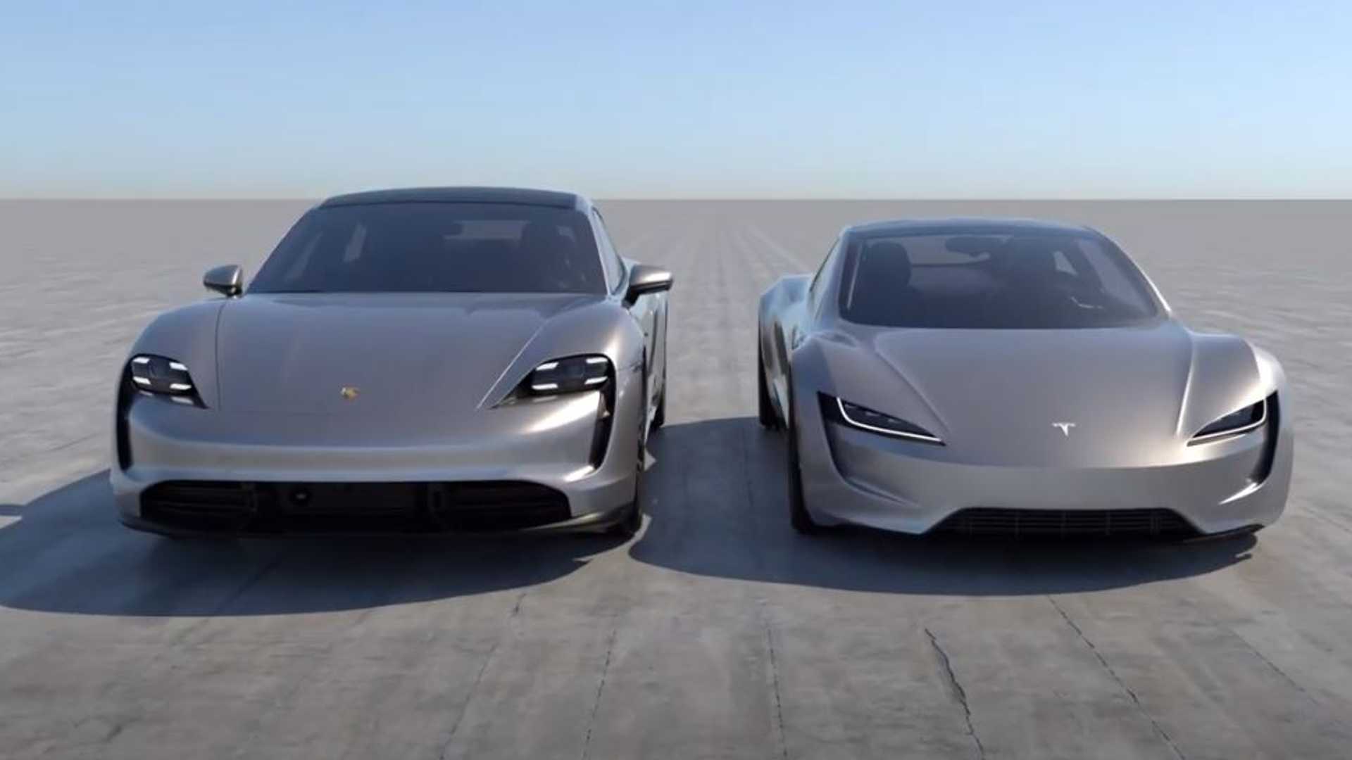 1920x1080 See new Tesla Roadster next to Porsche .uk.