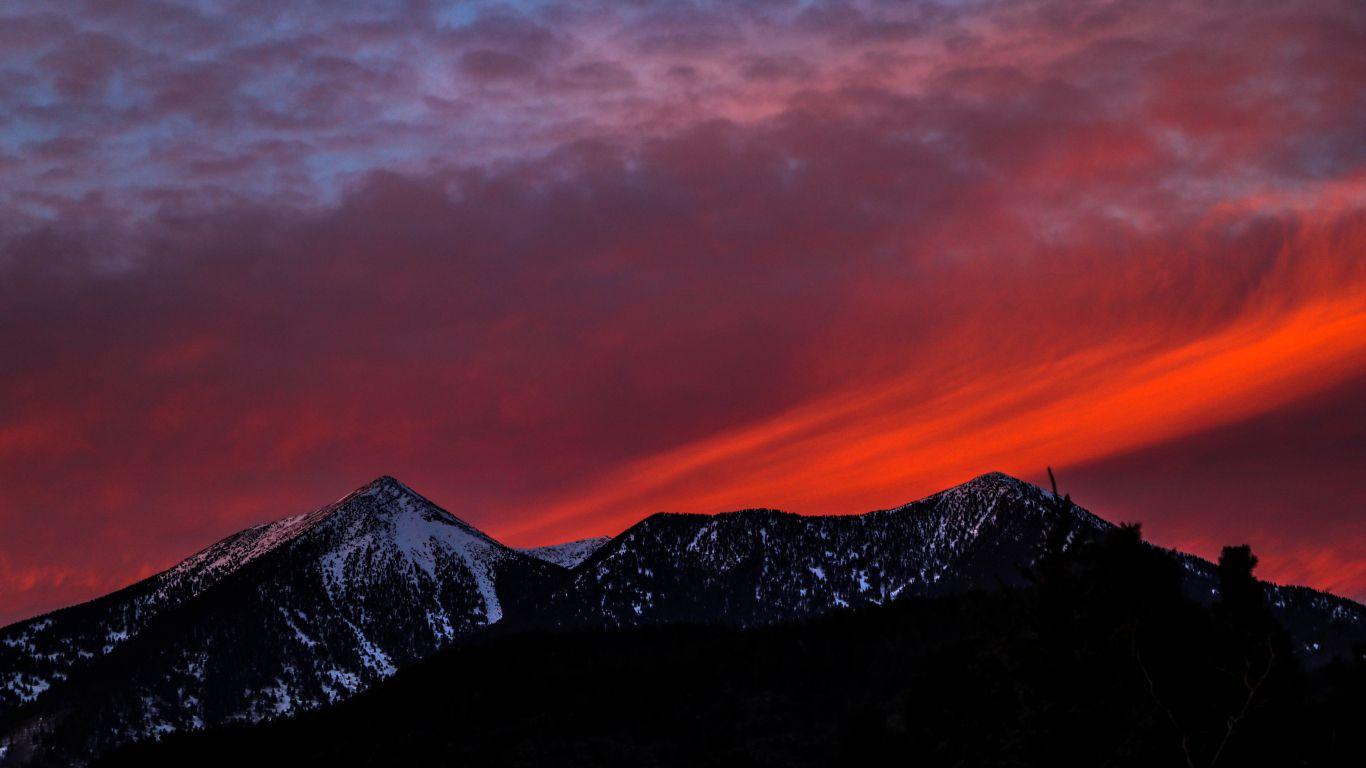 1366x768 Mountains sunset sky snow mountains wallpaper background
