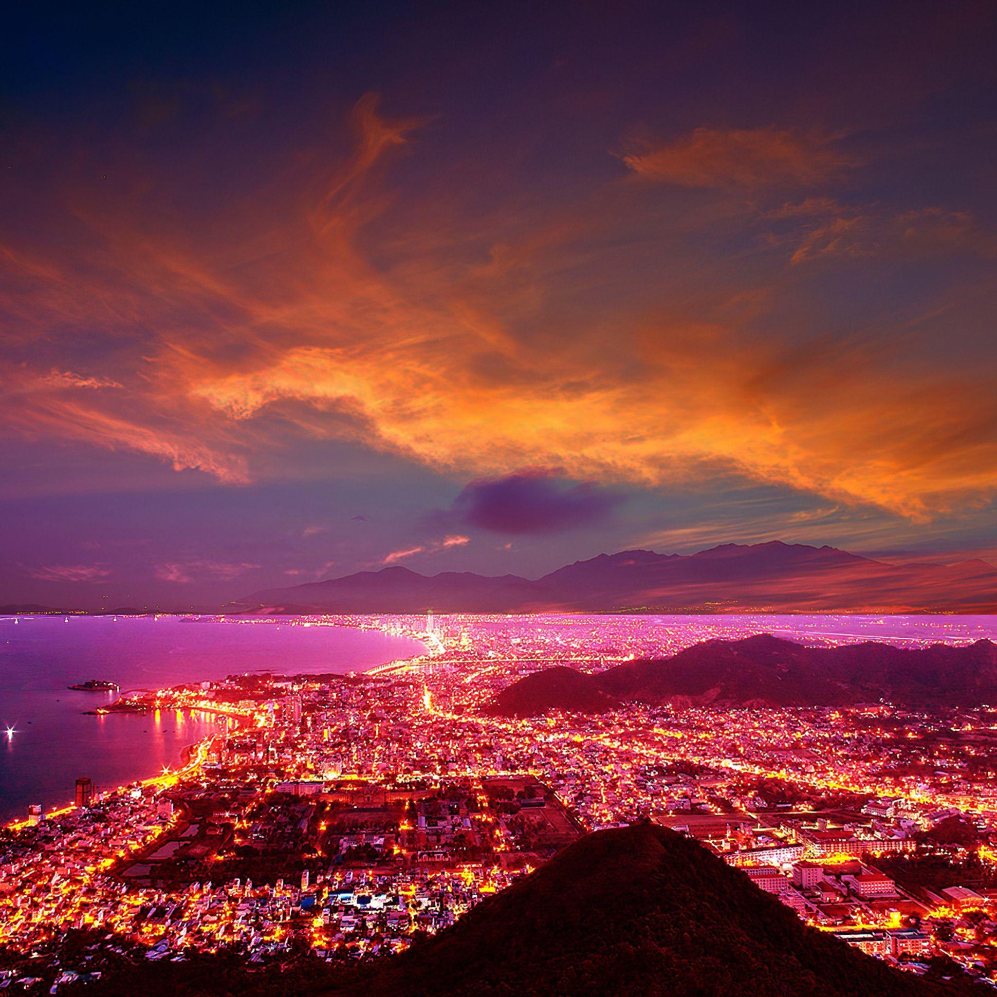 2048x2048 City Lights Sky Beach iPad .