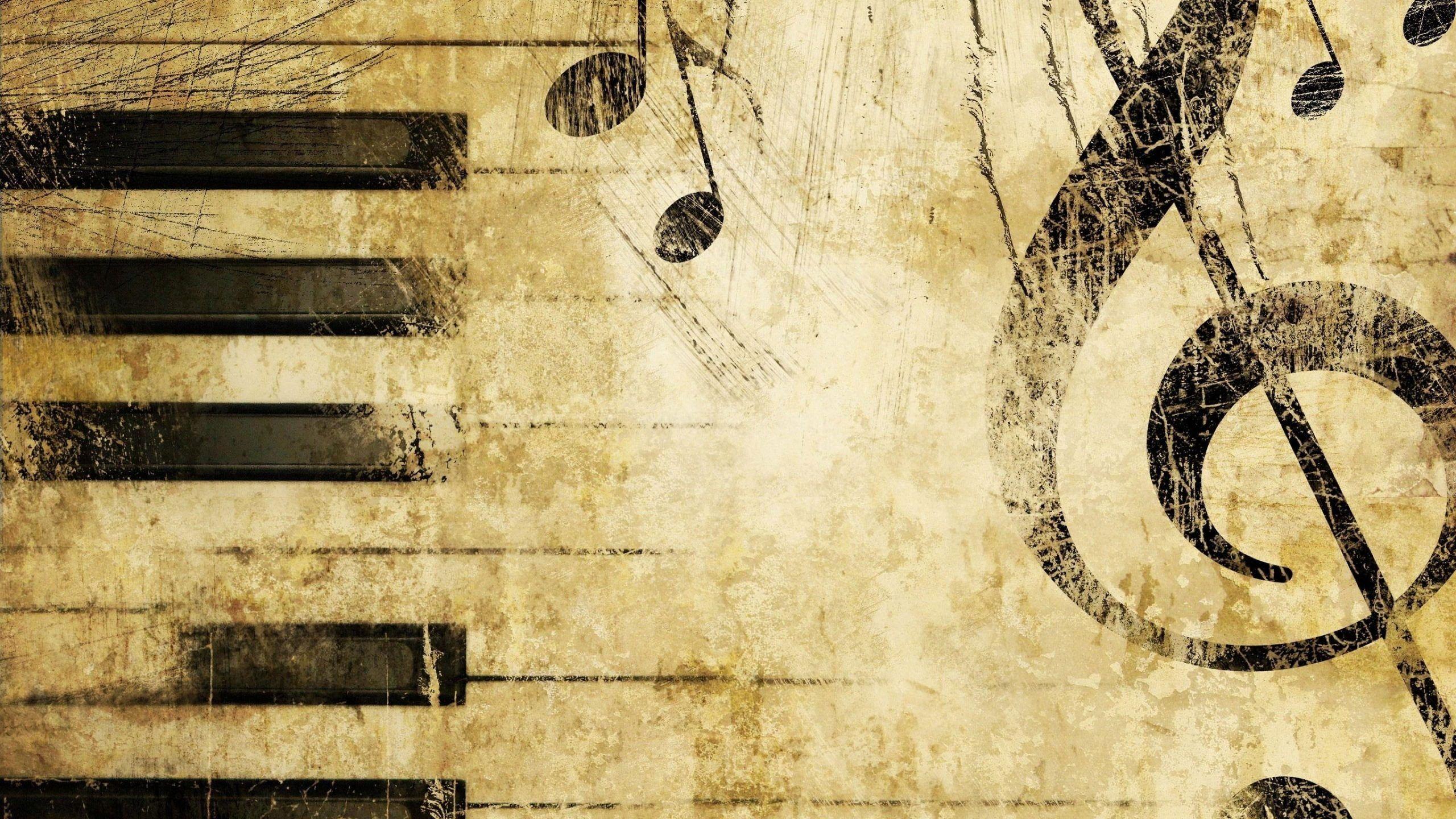 2560x1440 Keys wallpaper, treble clef, notes .
