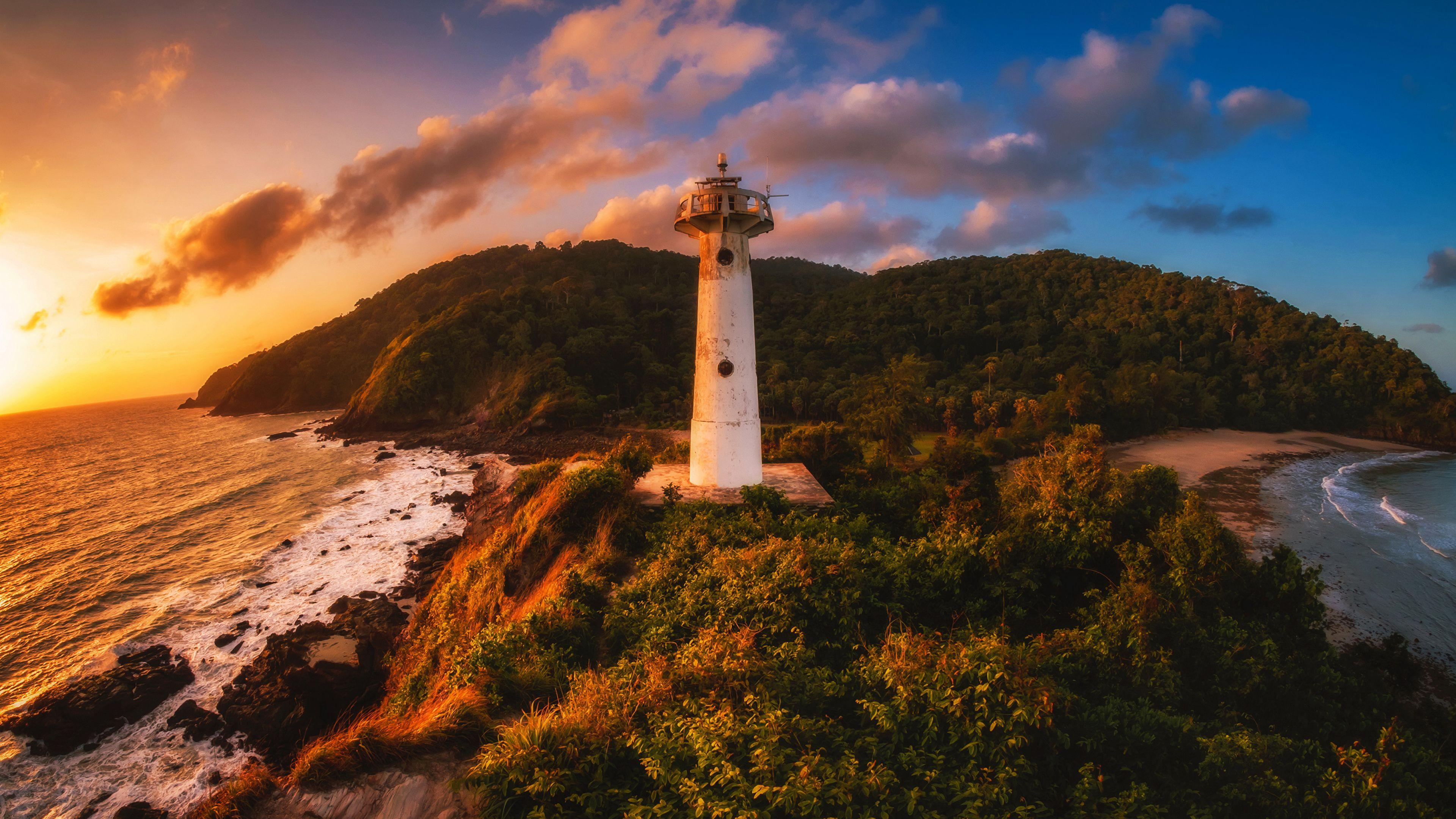 3840x2160 Thailand Nature Lighthouses sunrise .