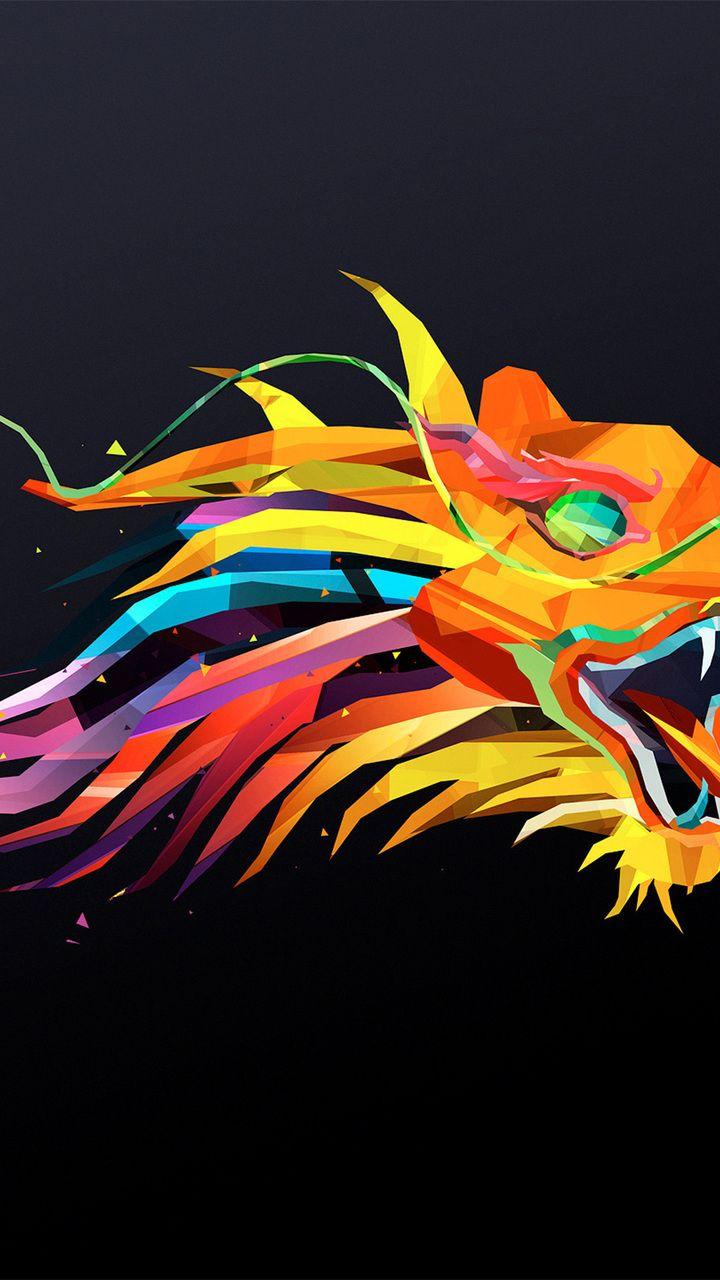 720x1280 polygons, dragon, head .