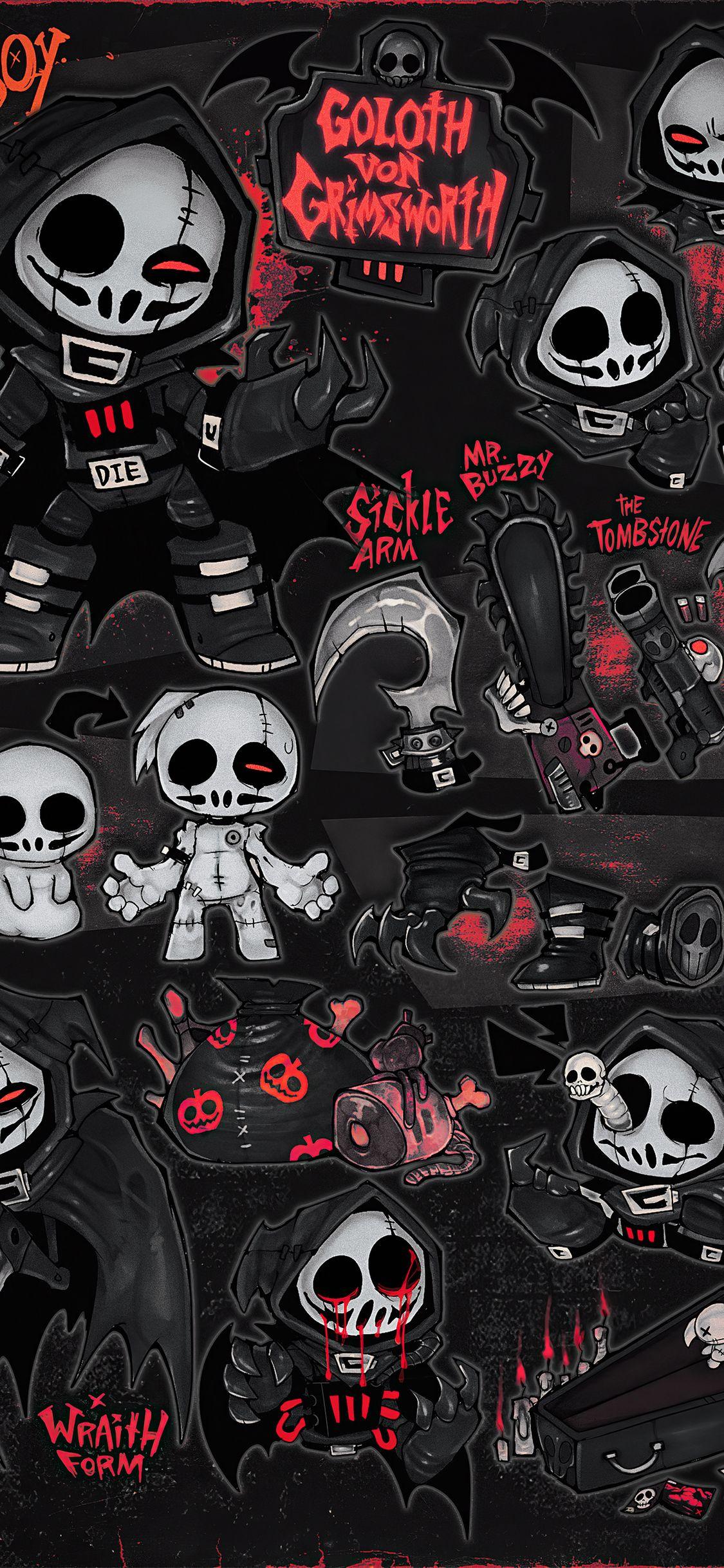 1125x2436 Grim Reapers Skulls 4k iPhone .
