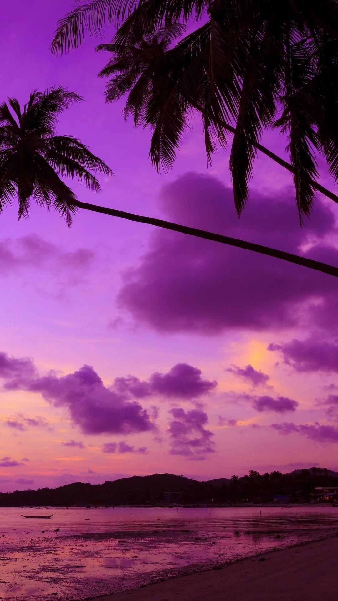 1080x1920 Purple Palm Trees
