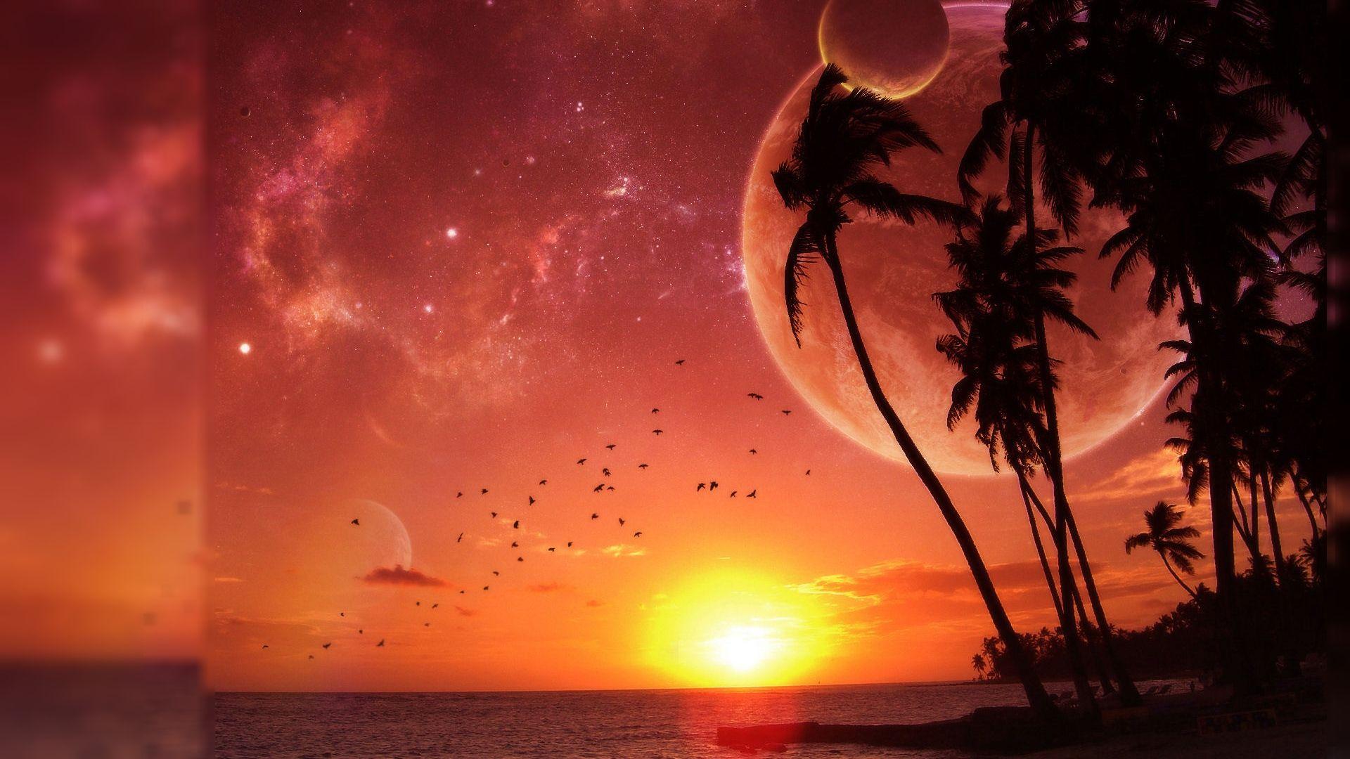 1920x1080 Purple Beach Paradise : High Definition .