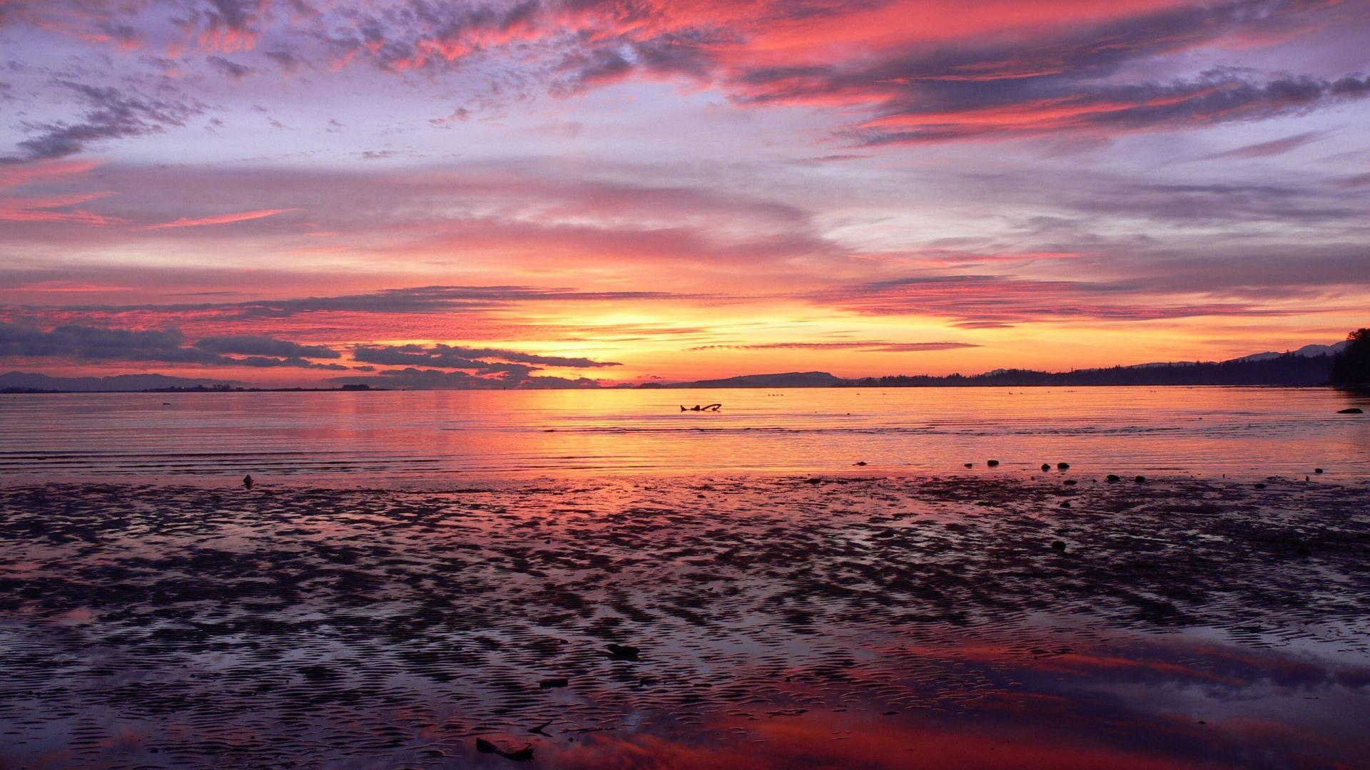 1920x1080 Purple Sunset Beach HD Wallpaper « HD .hd