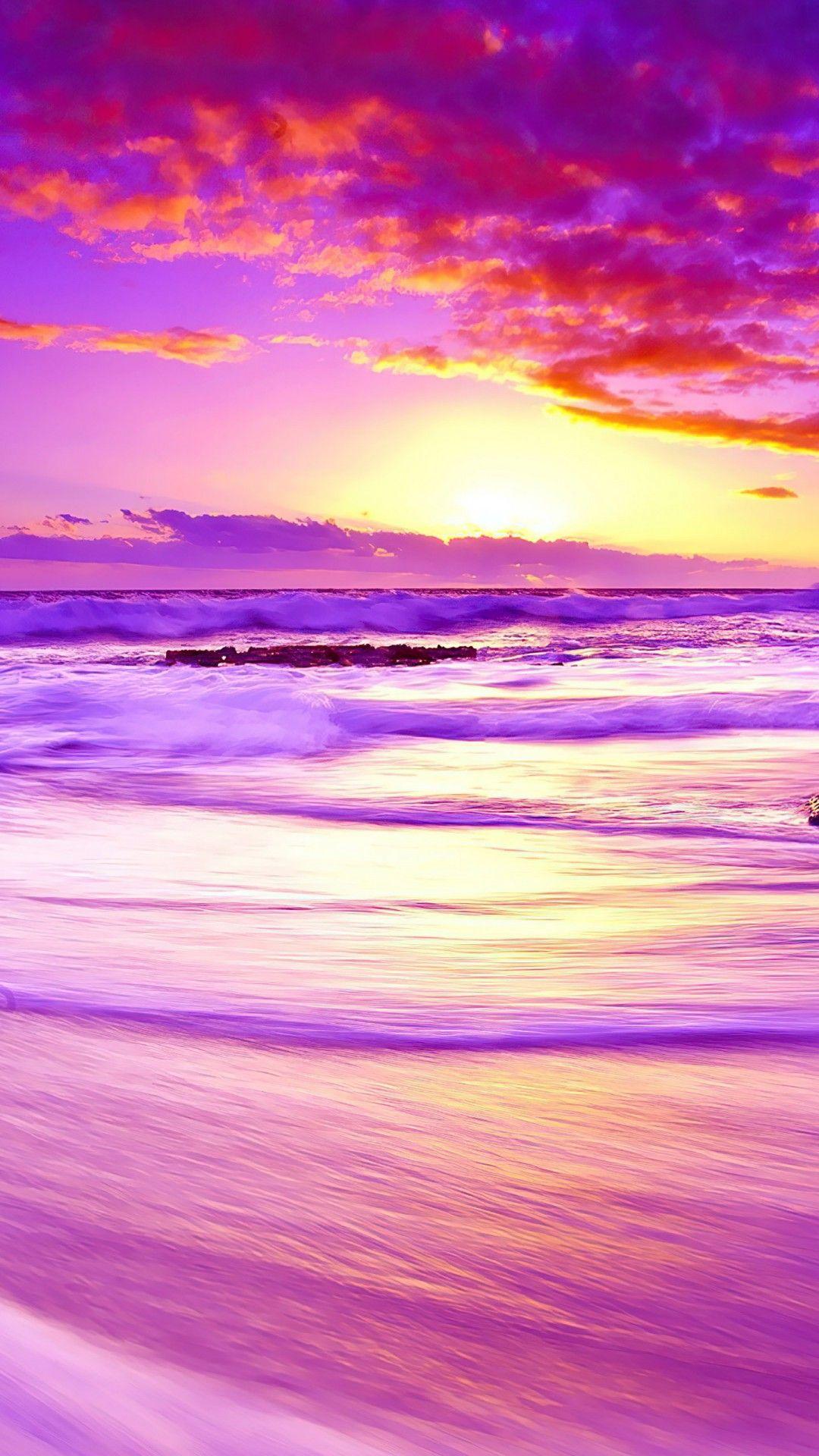 1080x1920 Purple Beach Sunset 4K HD Wallpaper .hdwallpaper.in