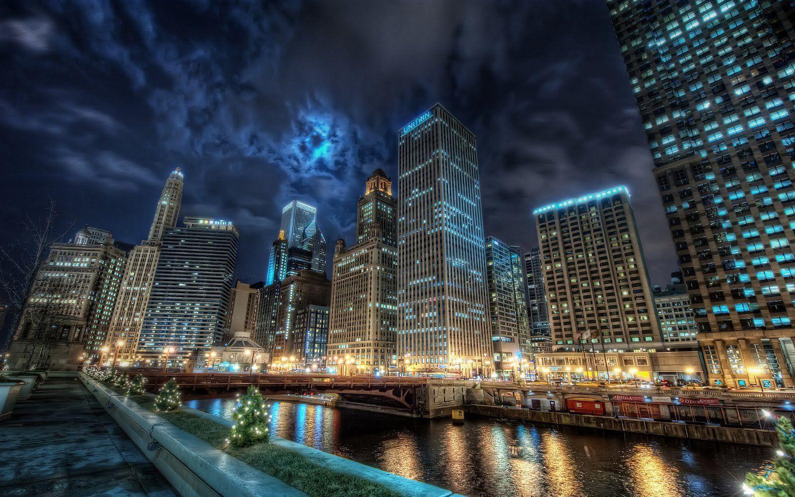1600x1000 Wallpaper Night In Chicago City x 1000 Metropolis