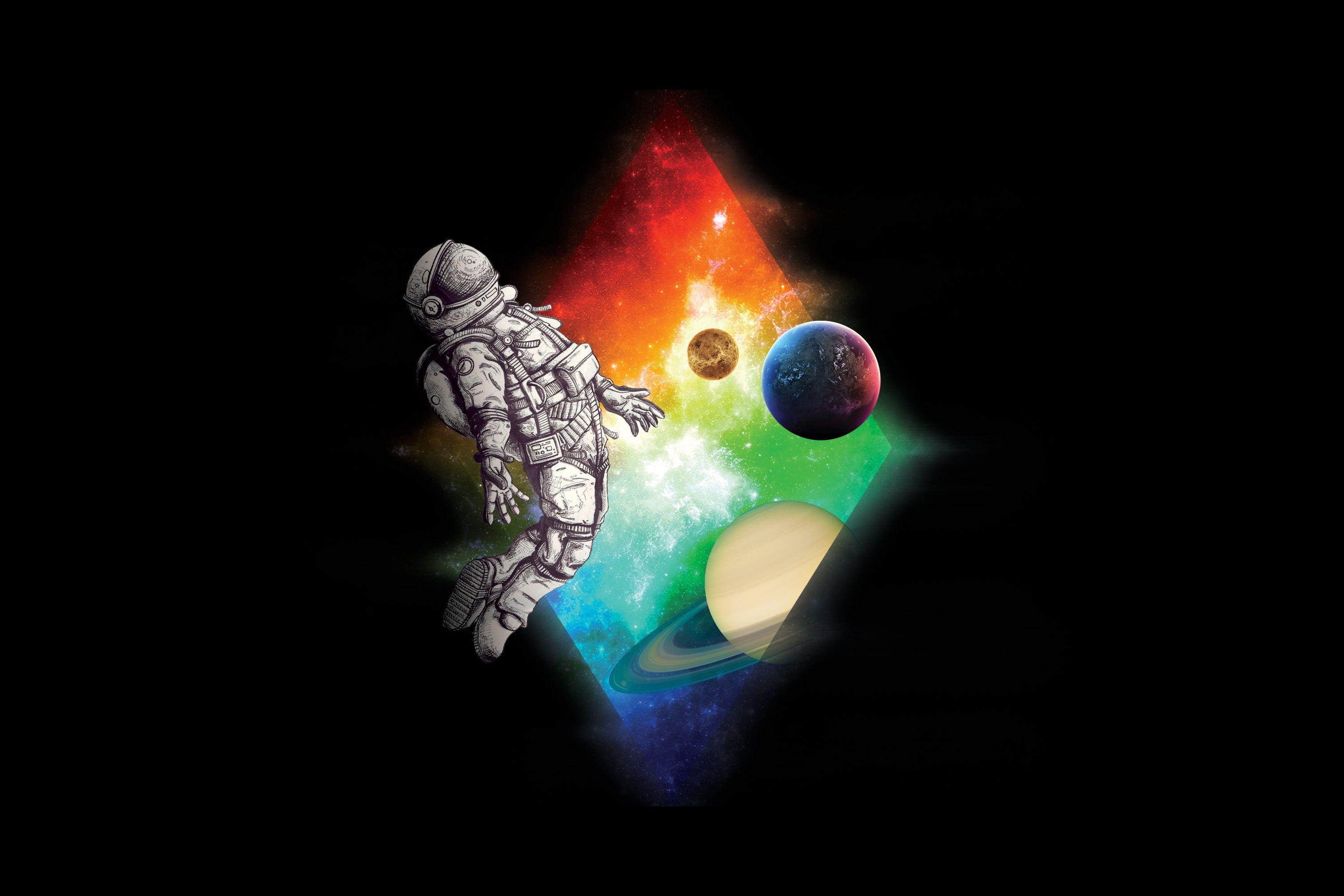 3000x2000 Astronaut Artwork Rhombus Planet Black .