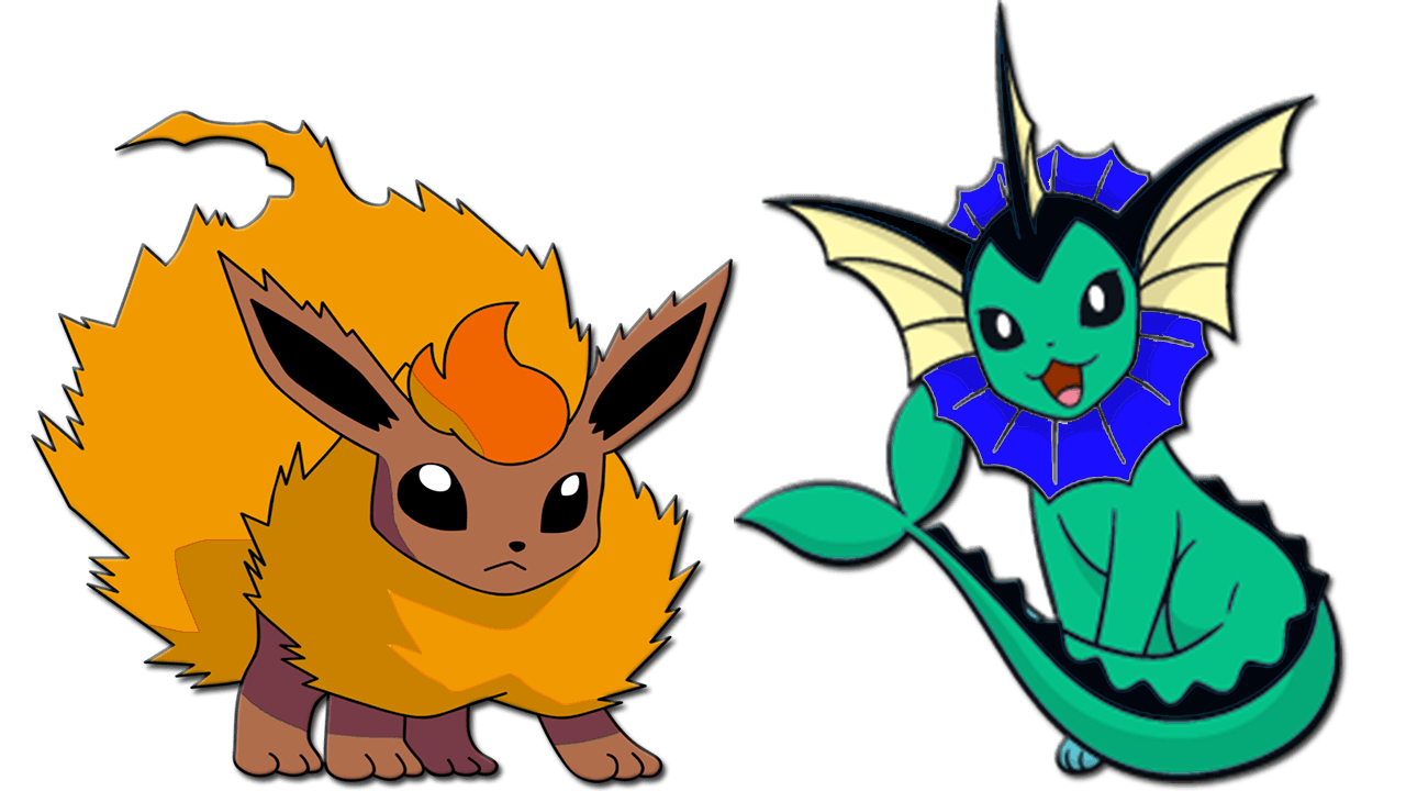 1280x720 Shiny Flareon and Vaporeon My Version Request