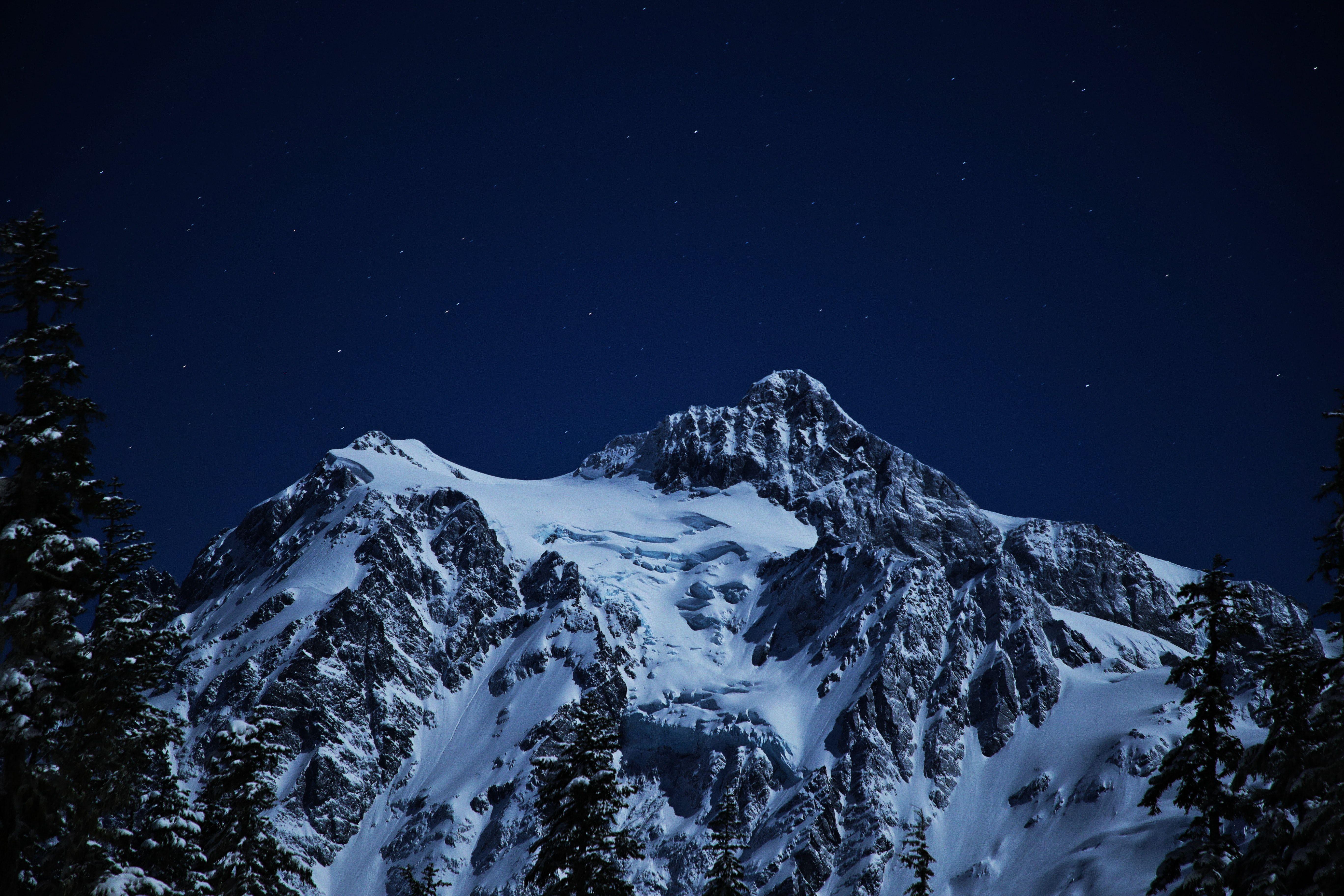 5472x3648 Snow Capped Mountains During Night Time .