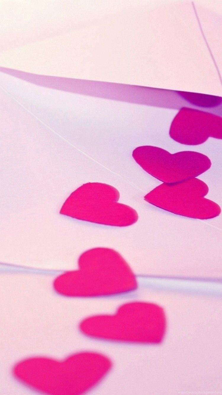 750x1334 Wallpaper iPhone 6 Hearts Pink Paper 4 .