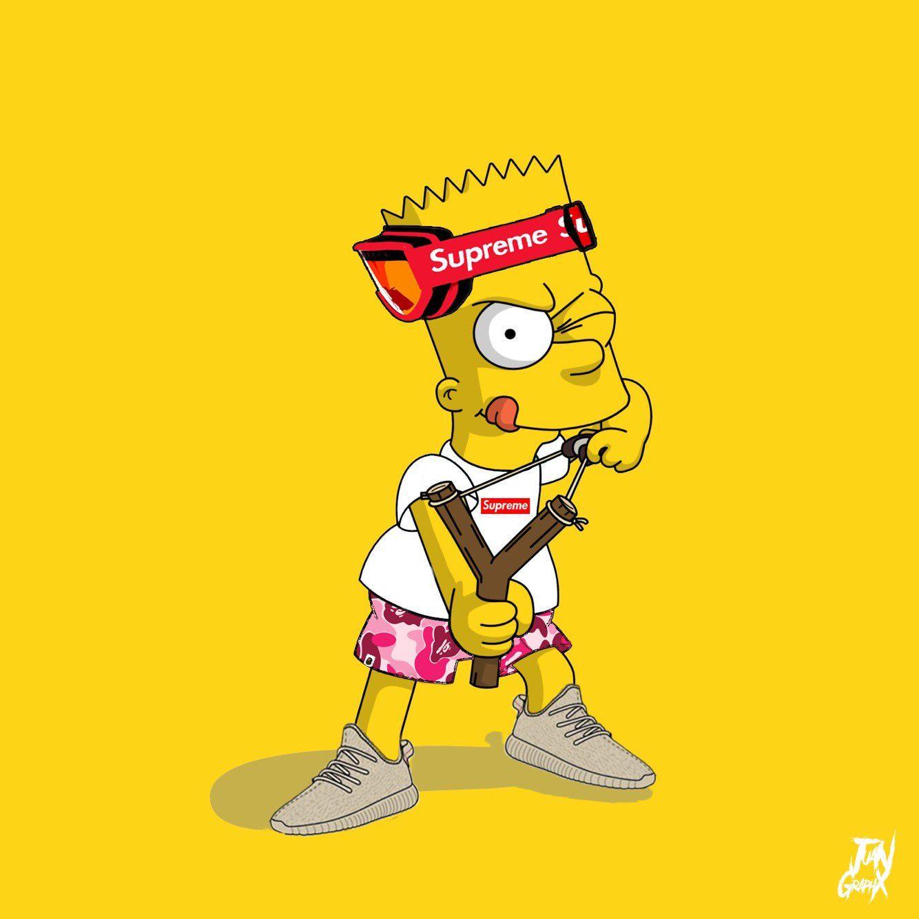 1334x1334 Cartoon Wearing Supreme Wallpaper