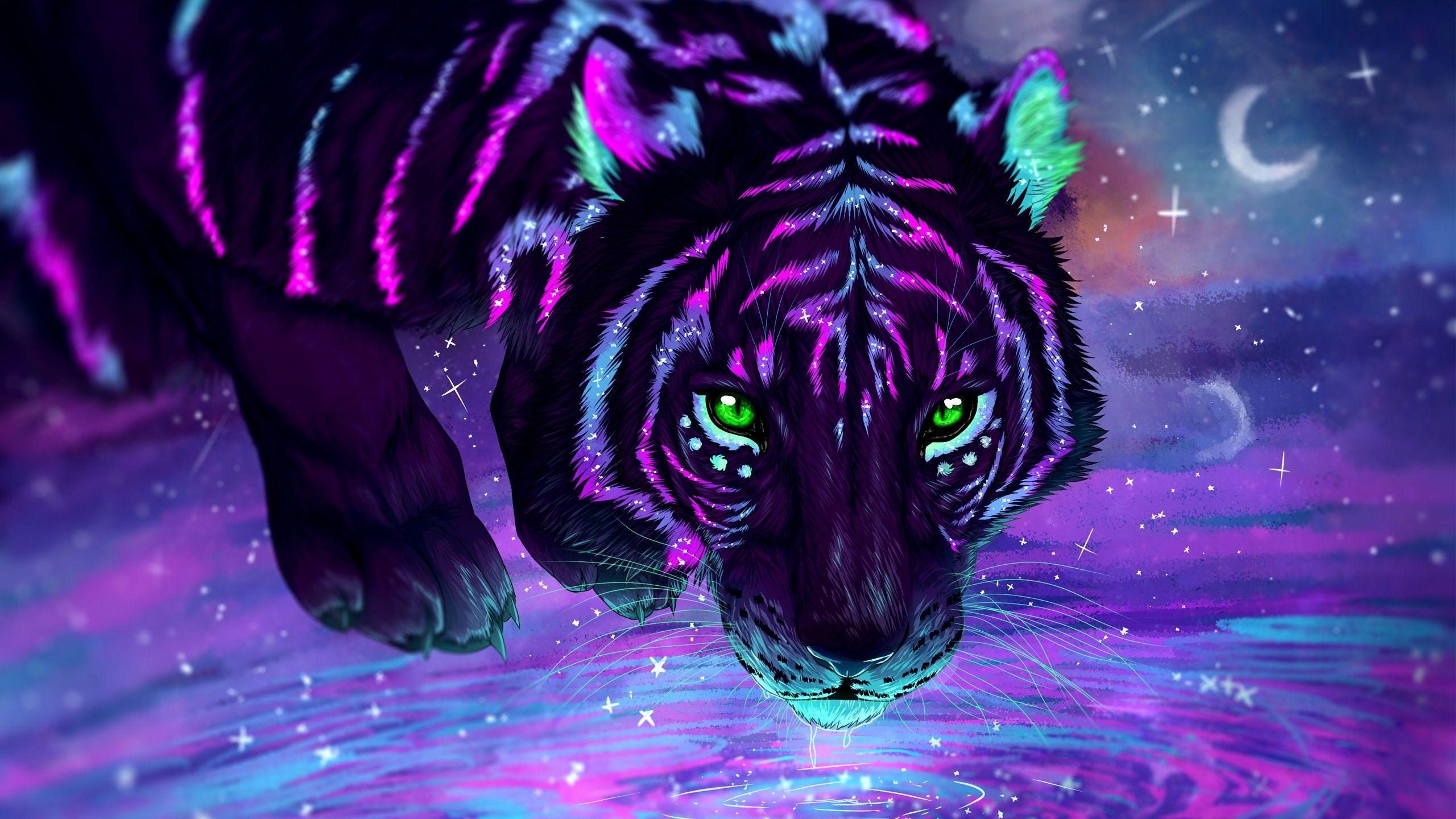 2560x1440 3D Wallpaper of Tiger