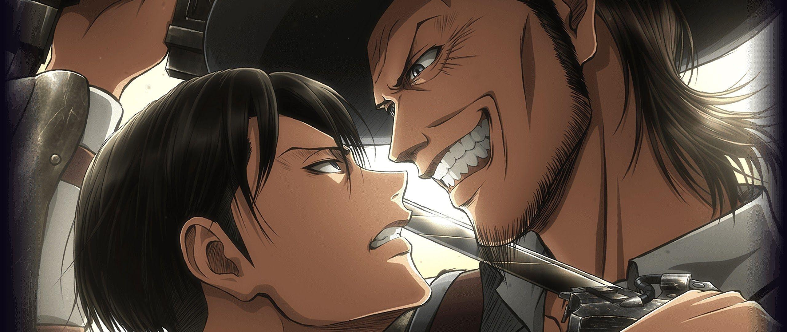 2560x1080 Levi vs. Kenny Attack on Titan 4K Wallpaper