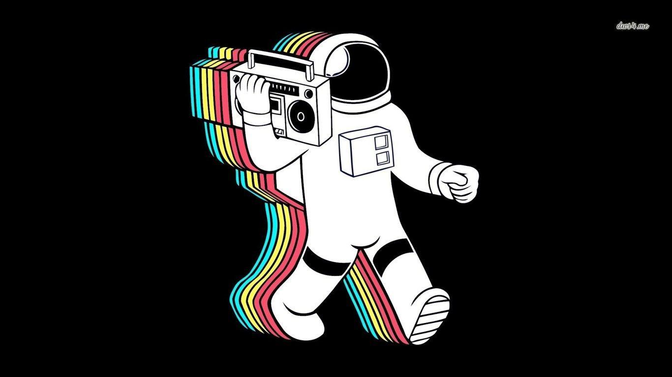1366x768 boombox art wall. Astronauts