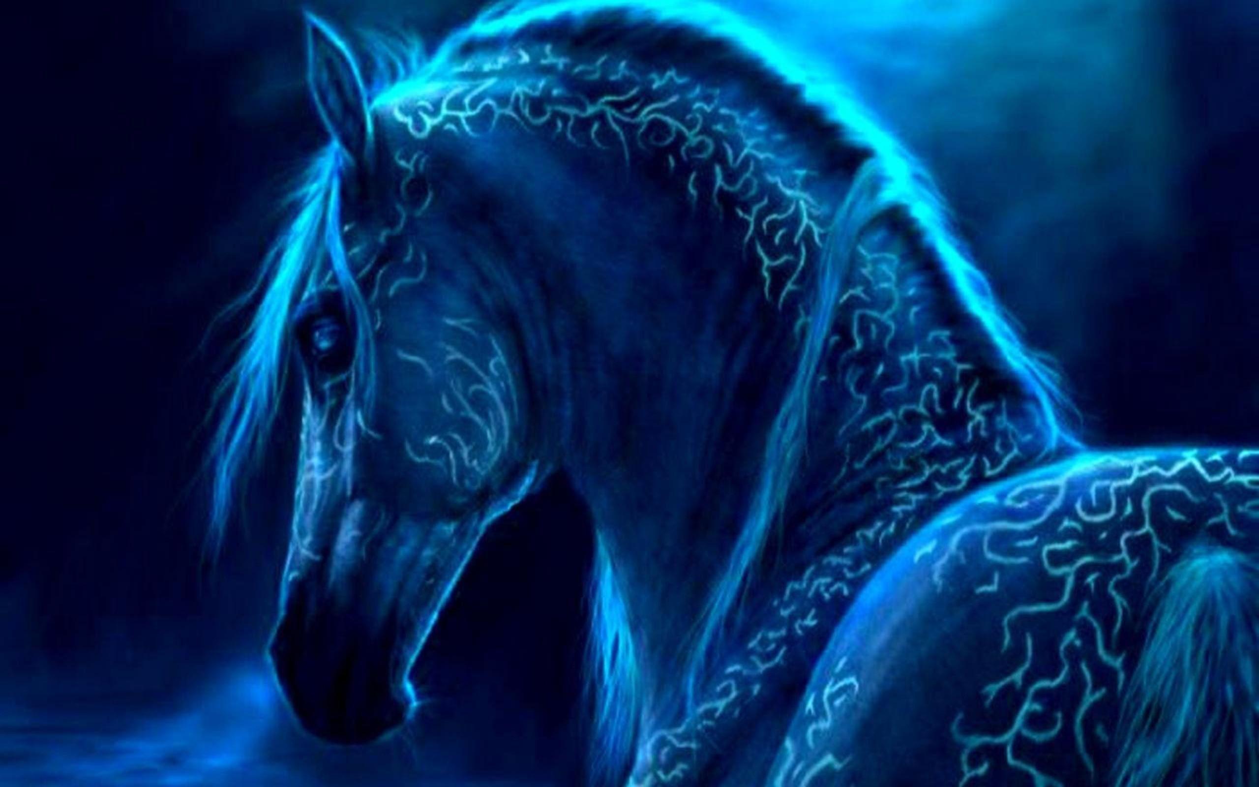 Blue and Green Hair Magical Horse - wide 4