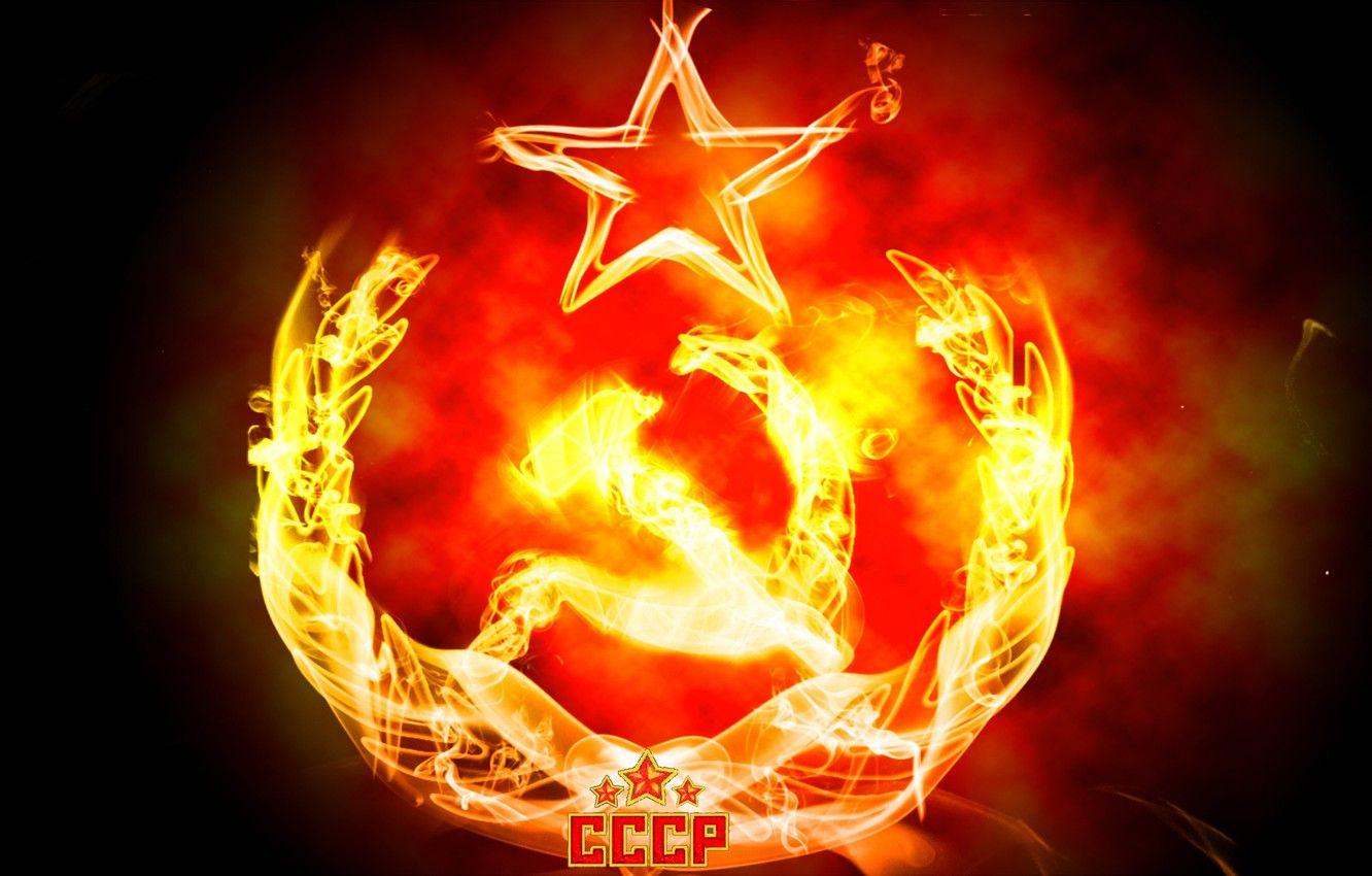 1332x850 Wallpaper fire, USSR, the hammer and .
