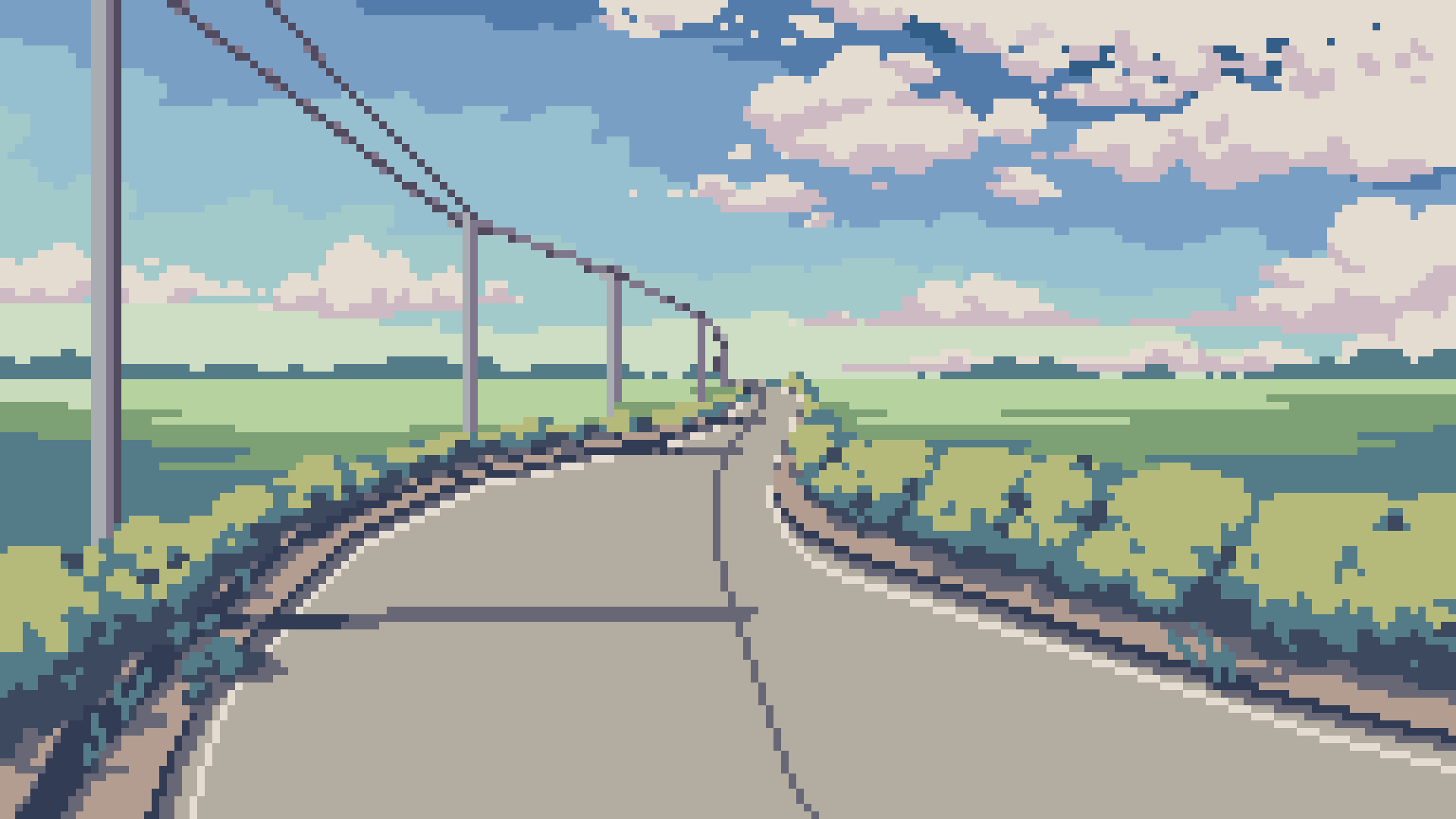 1920x1080 Aesthetic Pixel Landscape Wallpaper .