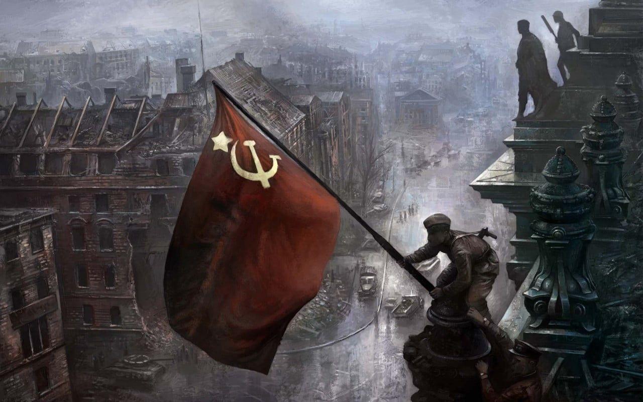 1280x800 Person Raising Hammer And Sickle Flag .itl.cat