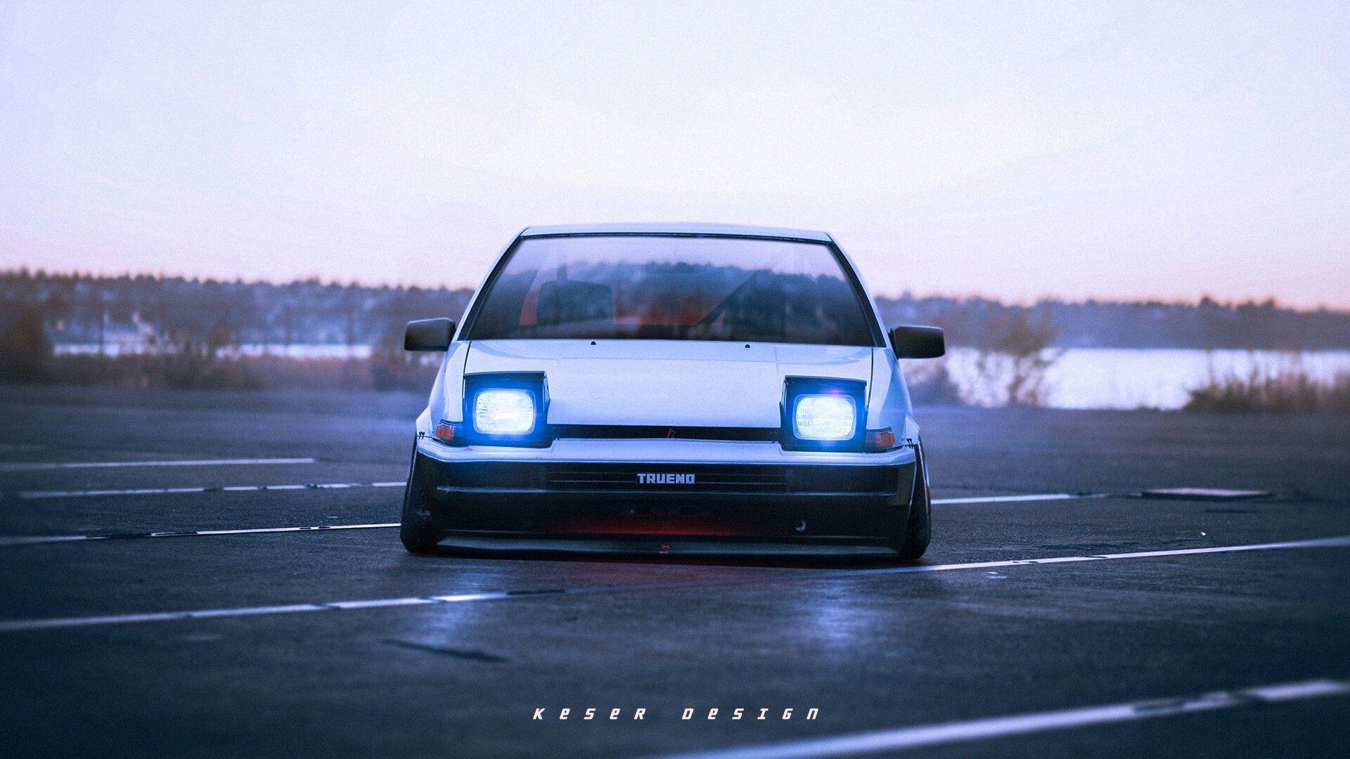 1920x1080 Wallpaper / Car, Digital Art, Render, Vehicle, Toyota AE Toyota, Frontal View, Pop Up Headlights, Stanced, Toyota Sprinter Trueno AE86 GT Apex Free Download