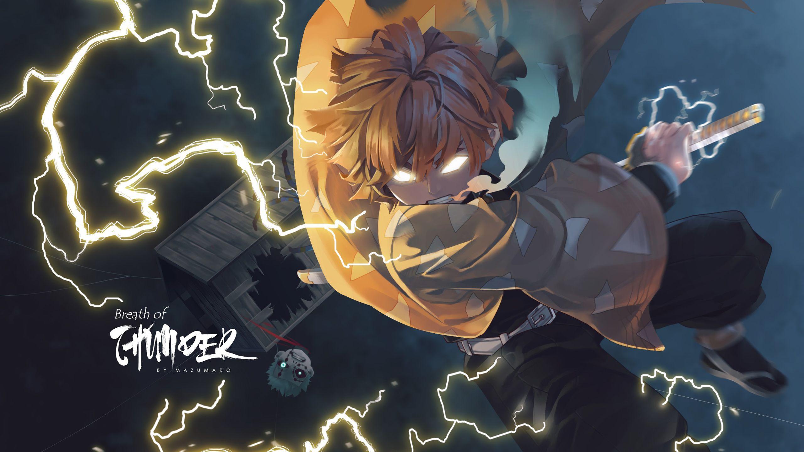 2560x1440 Demon Slayer Zenitsu Agatsuma Breath Of .hdwallpaper.in