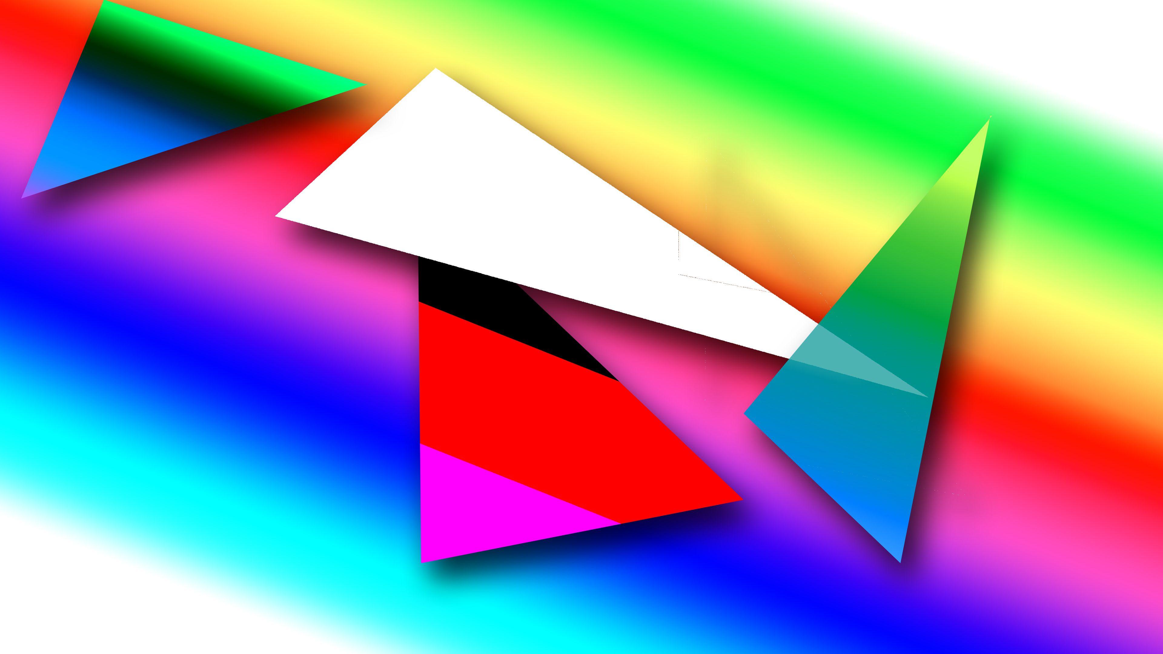 3840x2160 White Triangle Pink Green Yellow HD .hdwallpaper.in