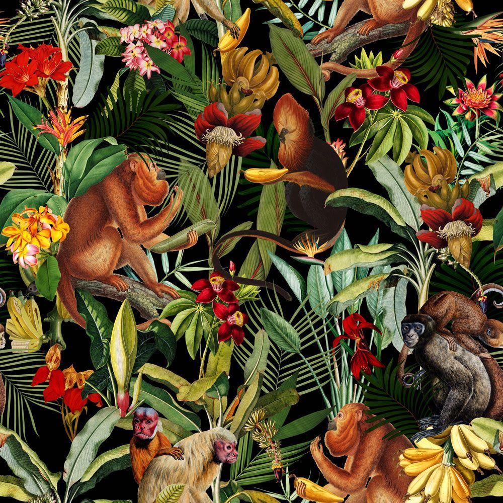 1000x1000 Tropical Monkey Flower Jungle Night Wallpaper.com & Photo Wallpaper By Renowned Designers. Design Your Own Photo Wallpaper In Our Wallpaper Online Store. High Quality Design Wallpaper, Trend And Luxury