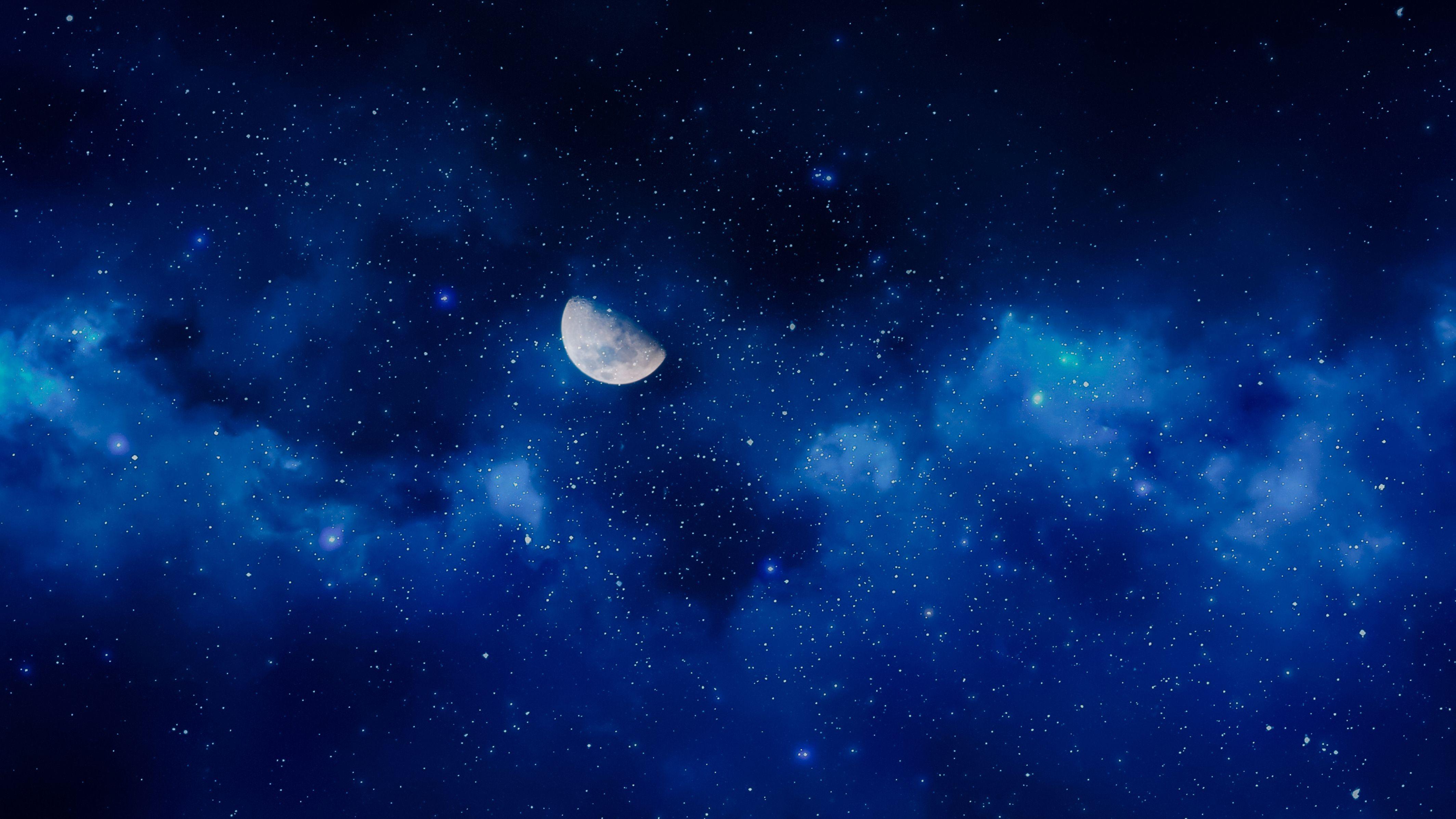 4256x2394 Moon Starry Sky 4K Wallpaper .