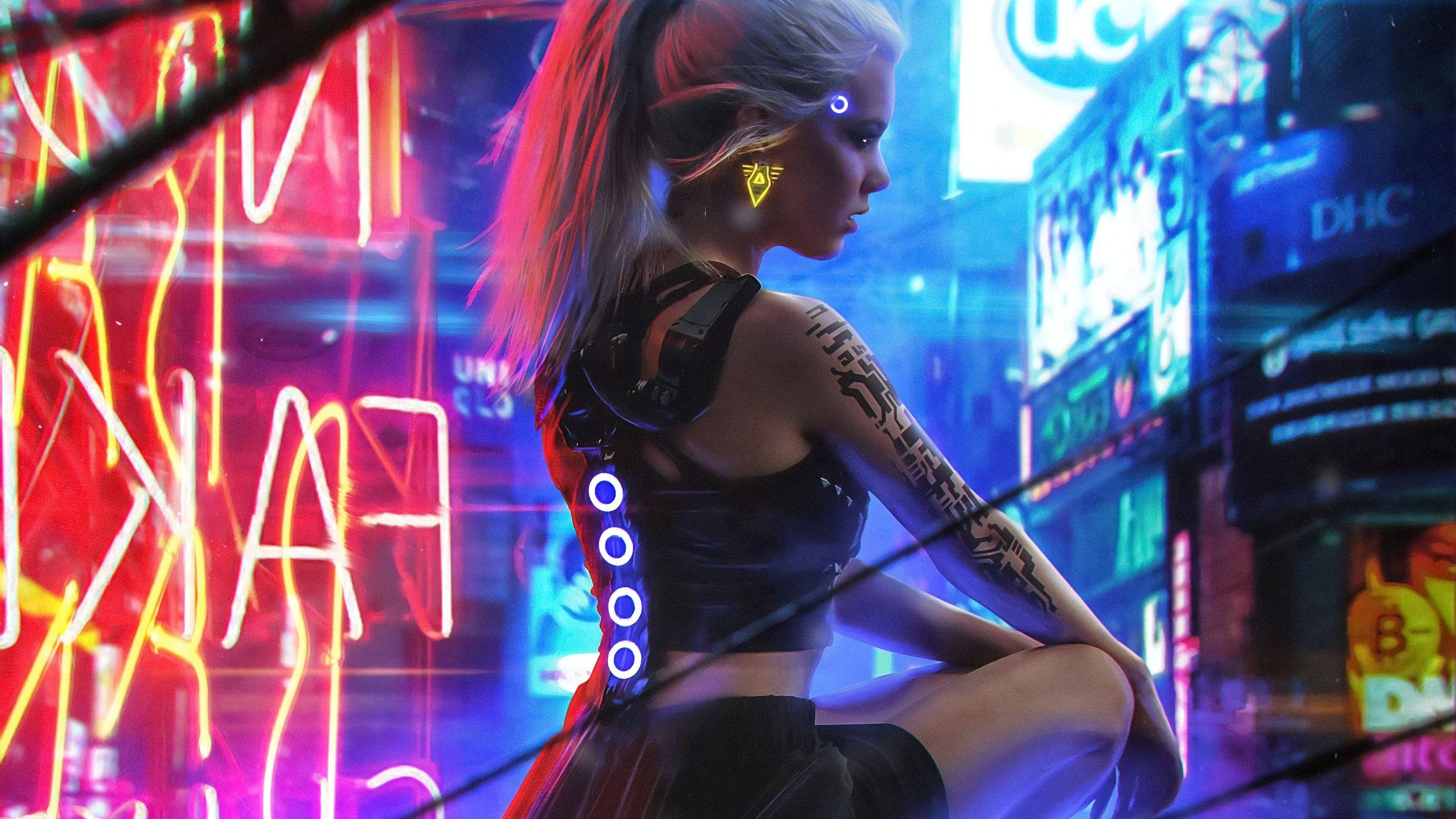 3840x2160 Girl Neon Wallpaperwallpaper.dog