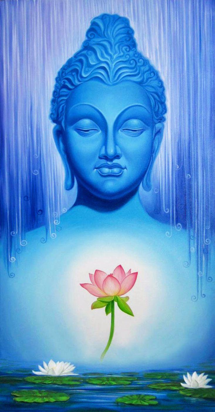 733x1400 Painting With Lotus. Buddha .
