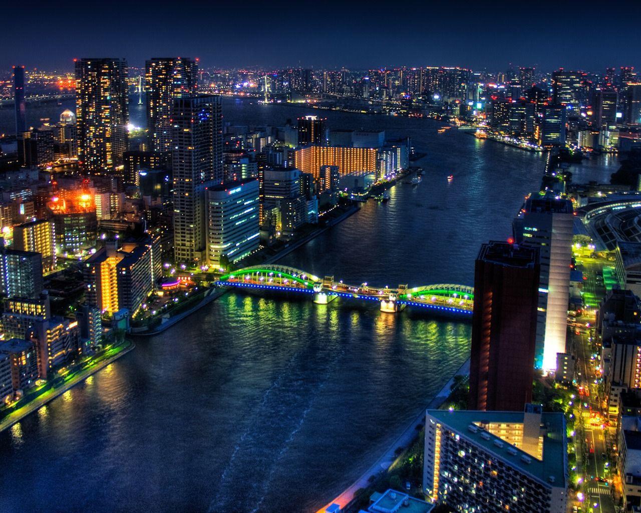 1280x1024 hình nền Tokyo.  Hình nền đêm Tokyo.  Lugares para visitar