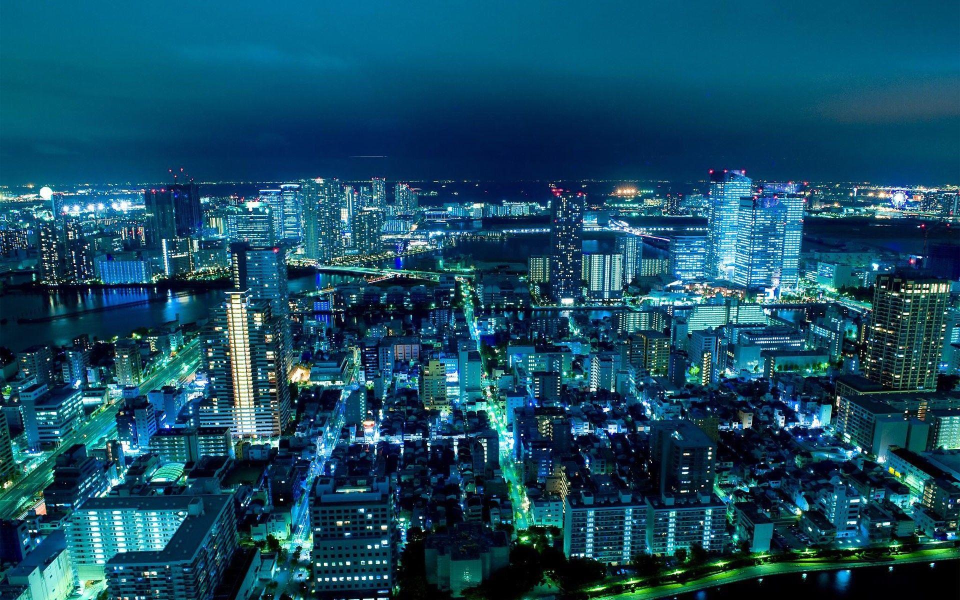 1920x1200 Nhật Bản, Tokyo, cảnh quan thành phố, hình nền đèn thành phố