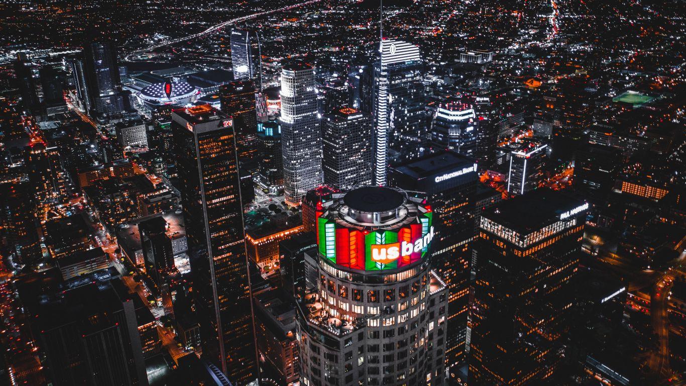 1366x768 los angeles, aerial view .