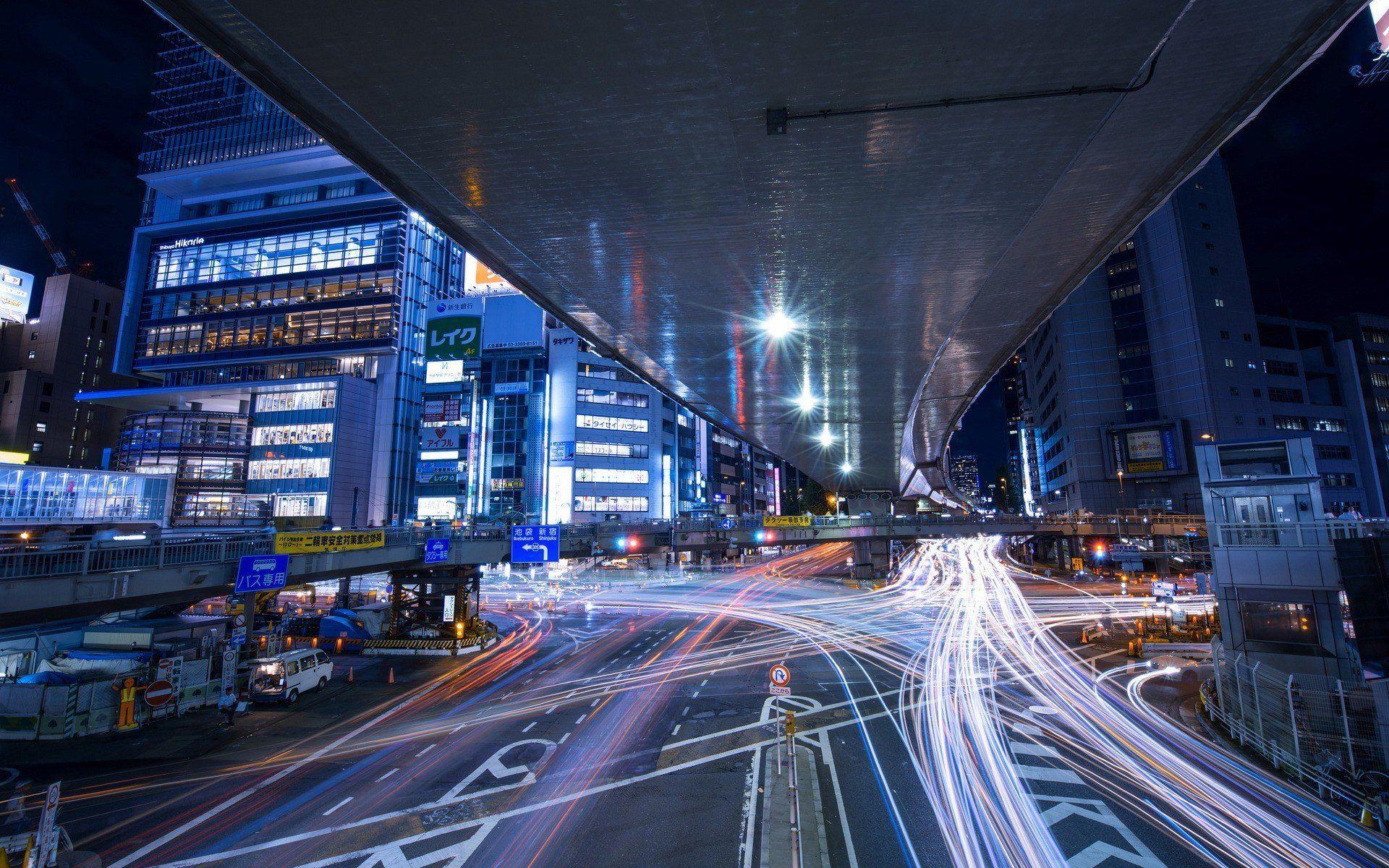 1920x1200 nhiếp ảnh xây dựng đô thị ban đêm đèn đường Nhật Bản đường Tokyo dài
