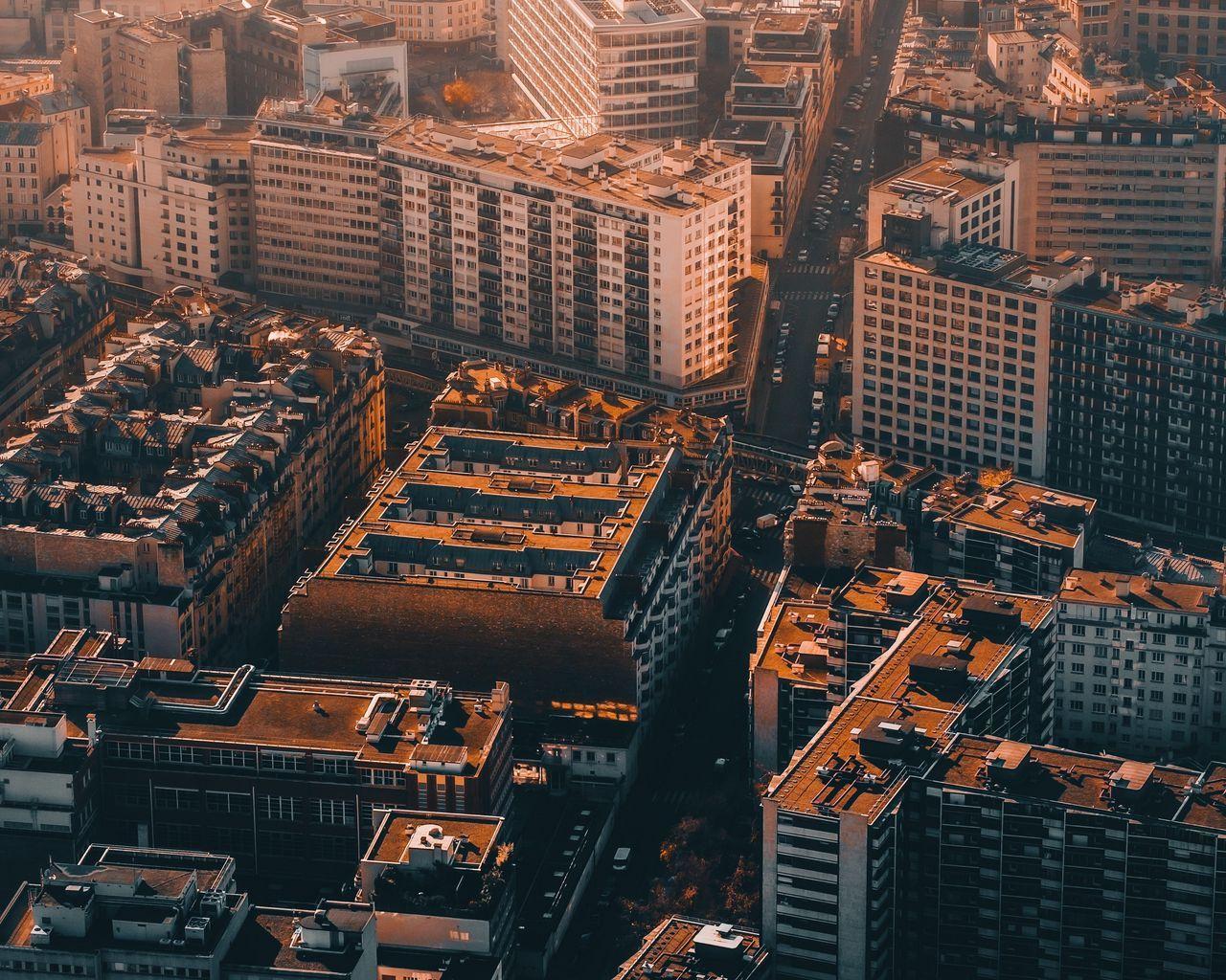 1280x1024 city, buildings, aerial view .