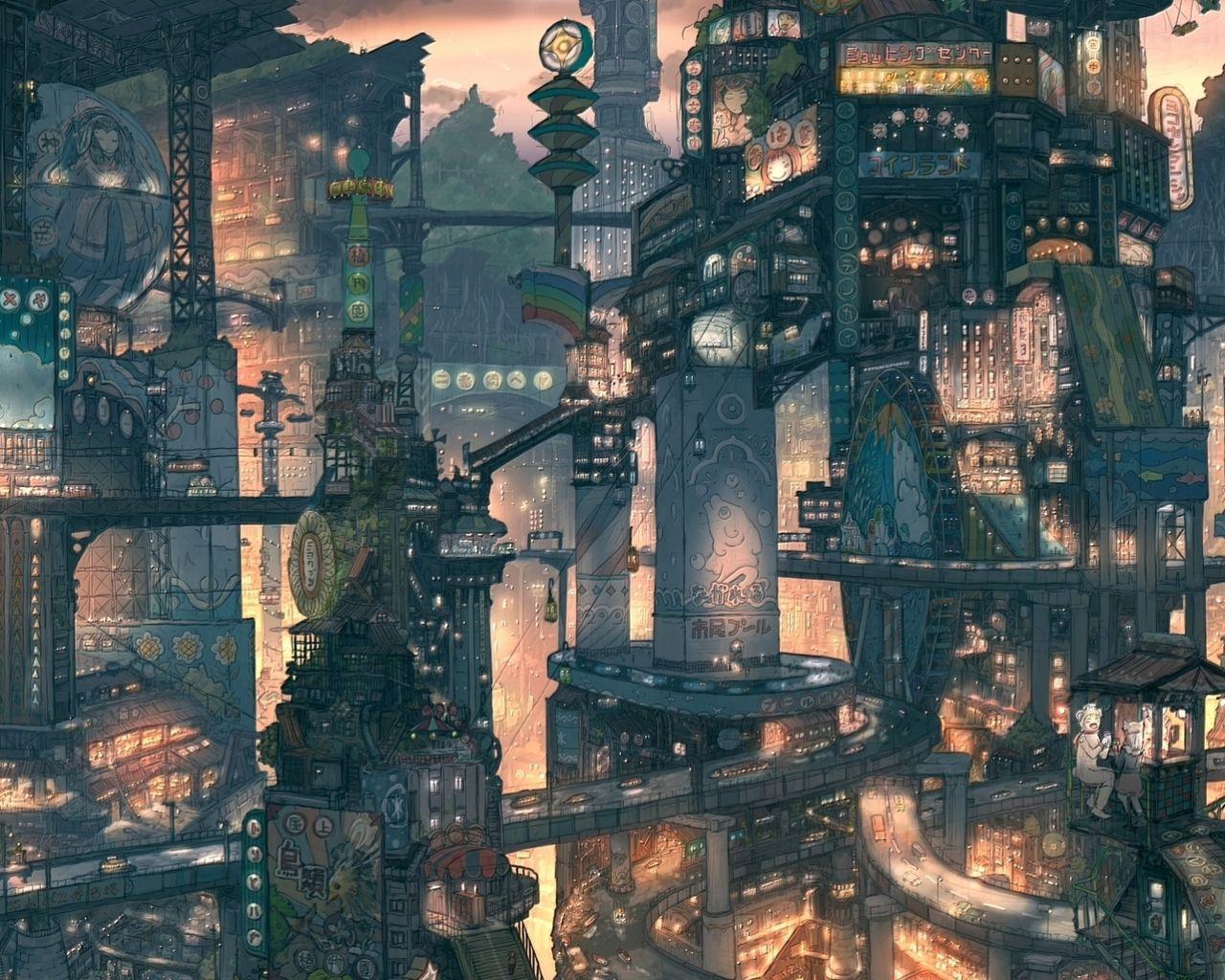 1280x1024 Futuristic city .