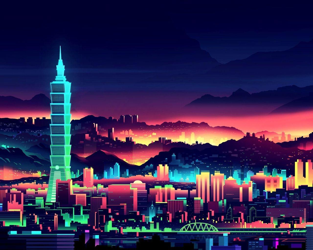1280x1024 Retro 80s Digital Minimalism .