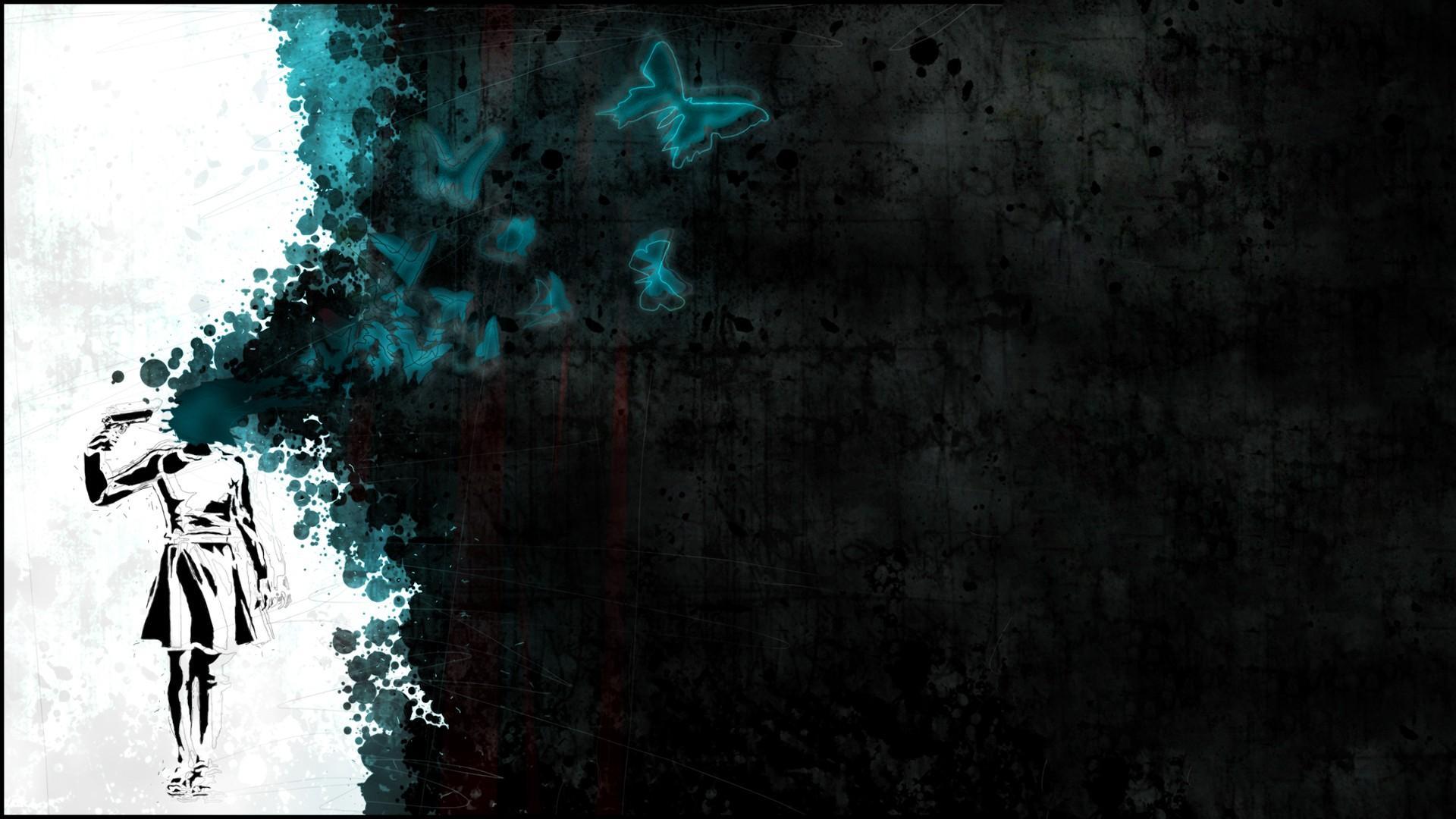 1920x1080 Abstract artwork butterflies digital art suicide wallpaper