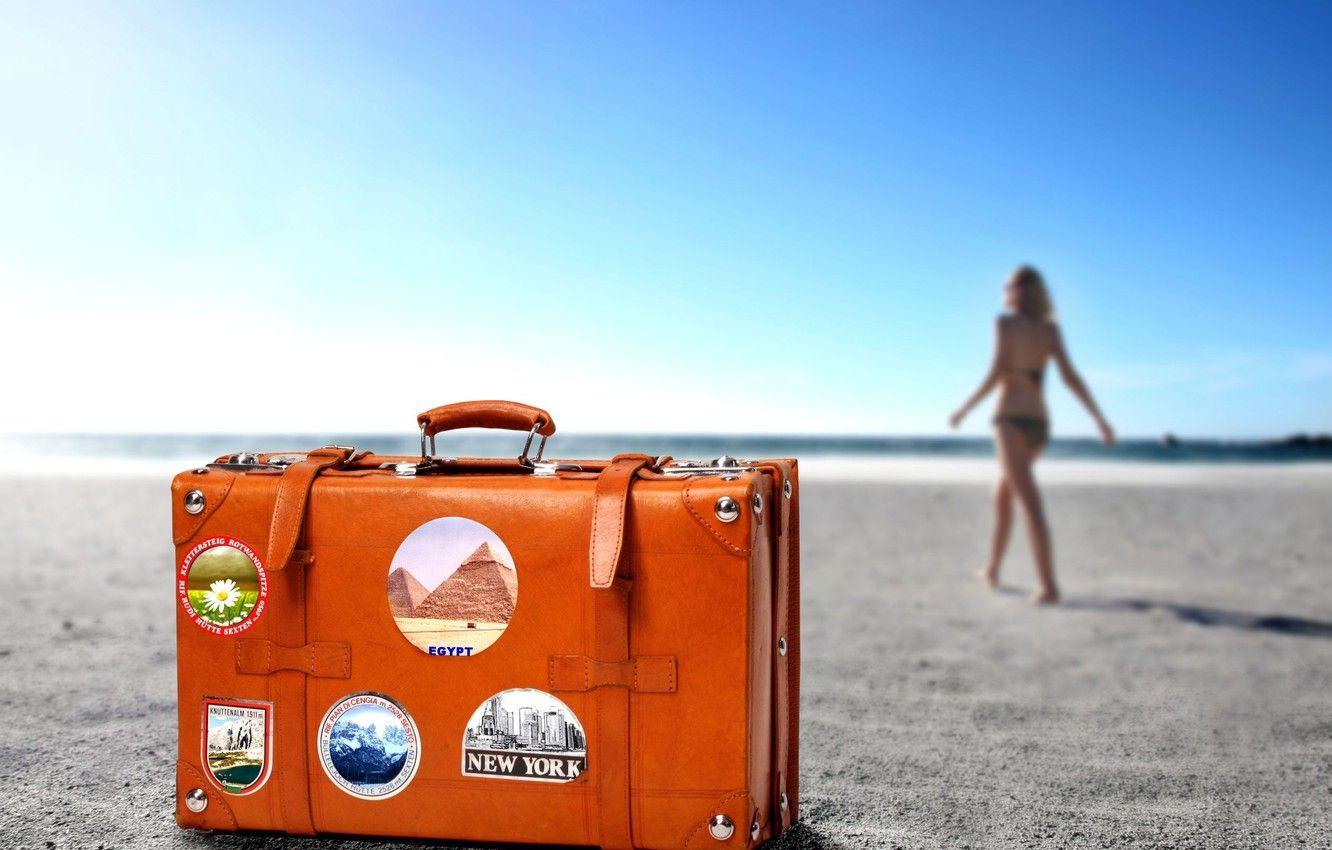 1332x850 Wallpaper suitcase, journey, BEACH .