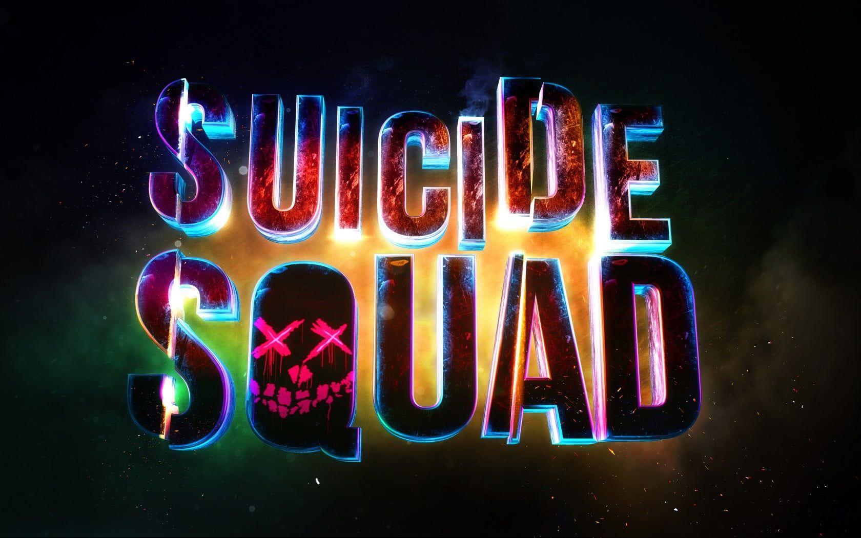 1680x1050 Blue, red, and black Suicide Squad text illustration HD wallpaper