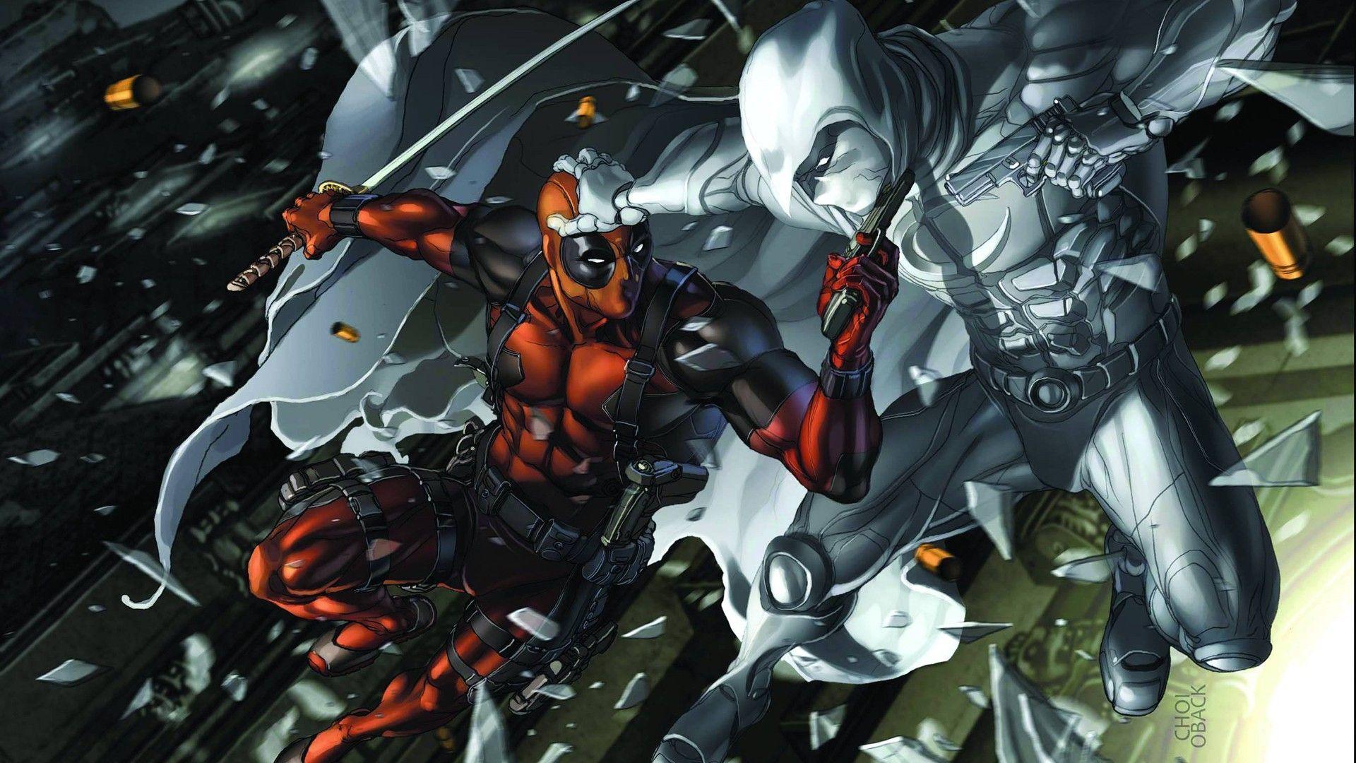 1920x1080 Dead pool and Moon knight. heroes and villians. Moon