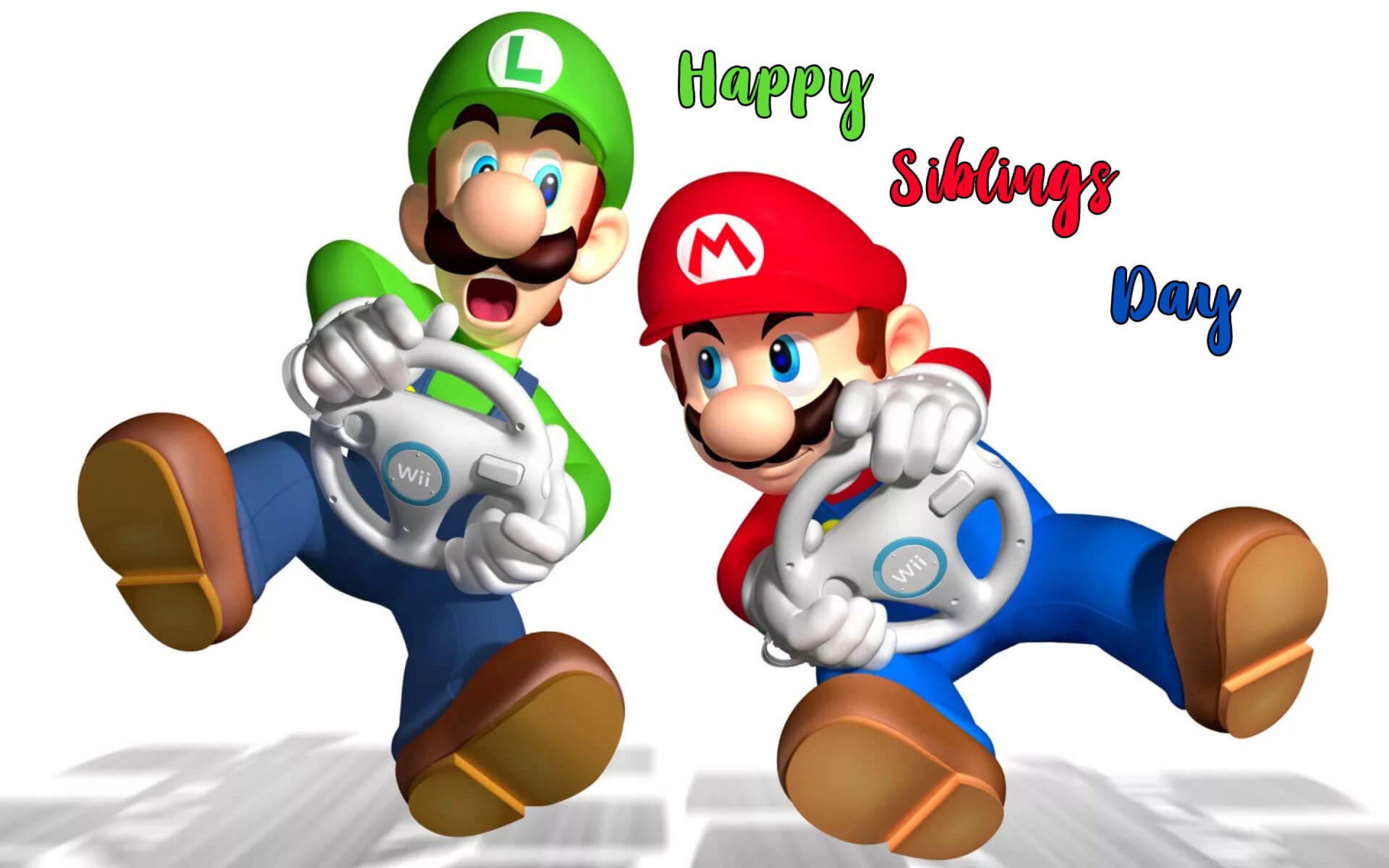 2880x1800 Happy National Siblings Day Mario Luigi .