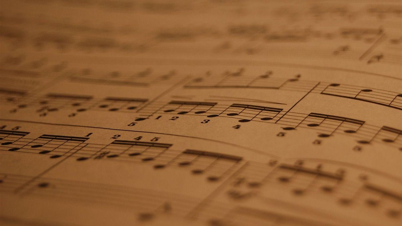 1366x768 Musical Score Music Theme Wallpaper